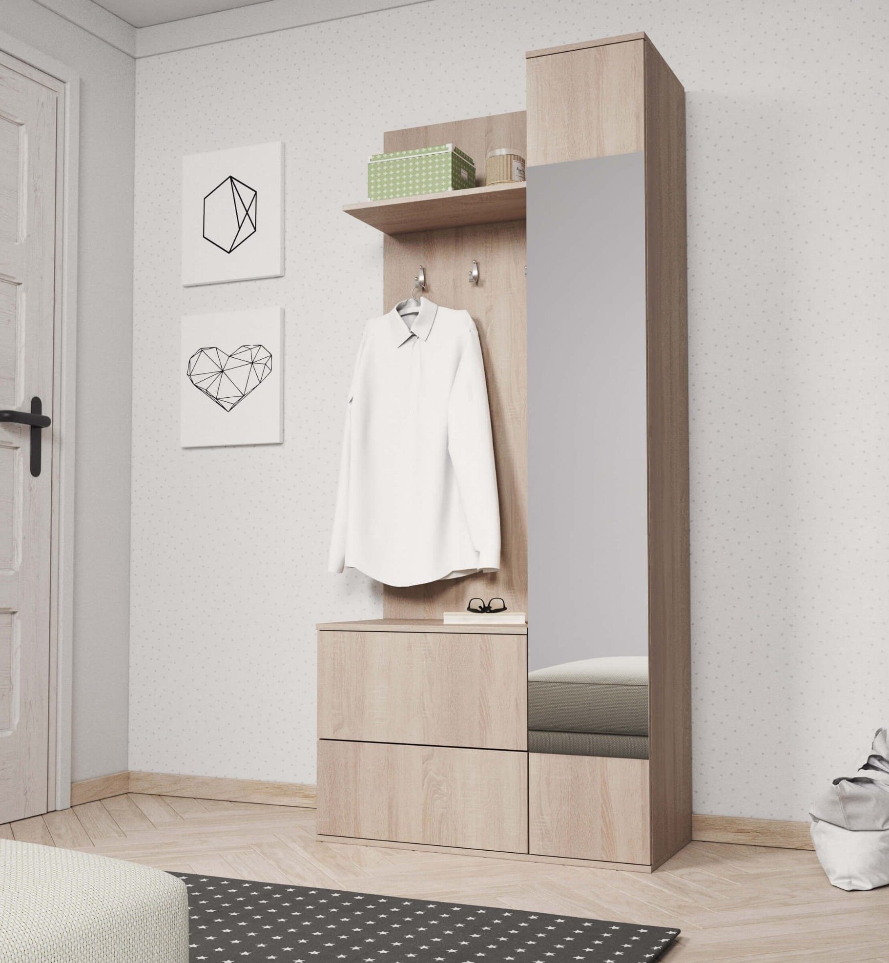 MOEBLO Kompaktgarderobe VERDE (mit Spiegel Flurgarderobe günstig online kaufen