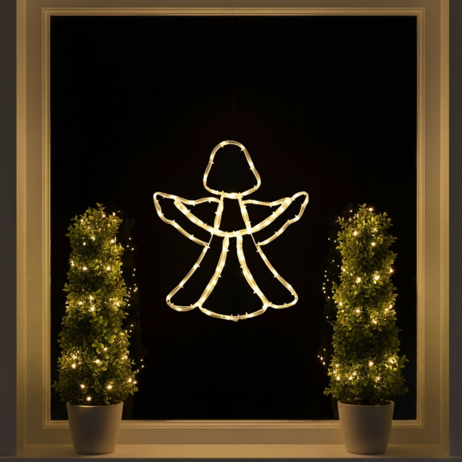 Kamelio LED Fensterbild LED Fensterdeko Weihnachten mit Timer und Batterie Fensterbild, LED, warmweiß