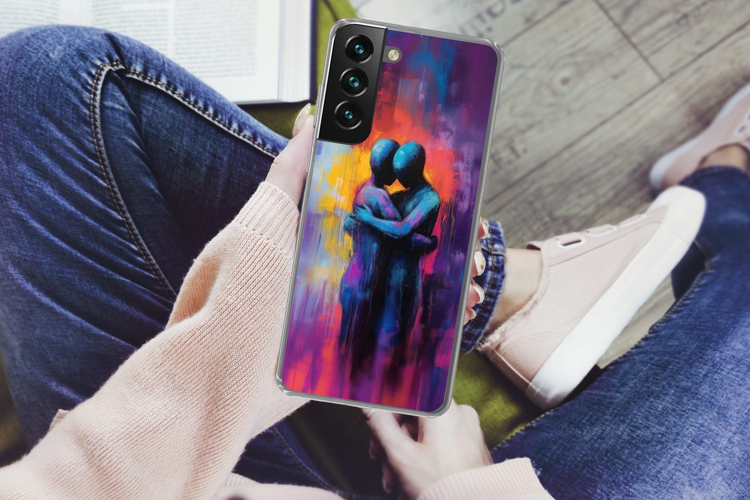 MuchoWow Handyhülle für Samsung Galaxy S22 Umarmung - Körper - Lila, Phone Case, Silikon, Schutzhülle Dünn