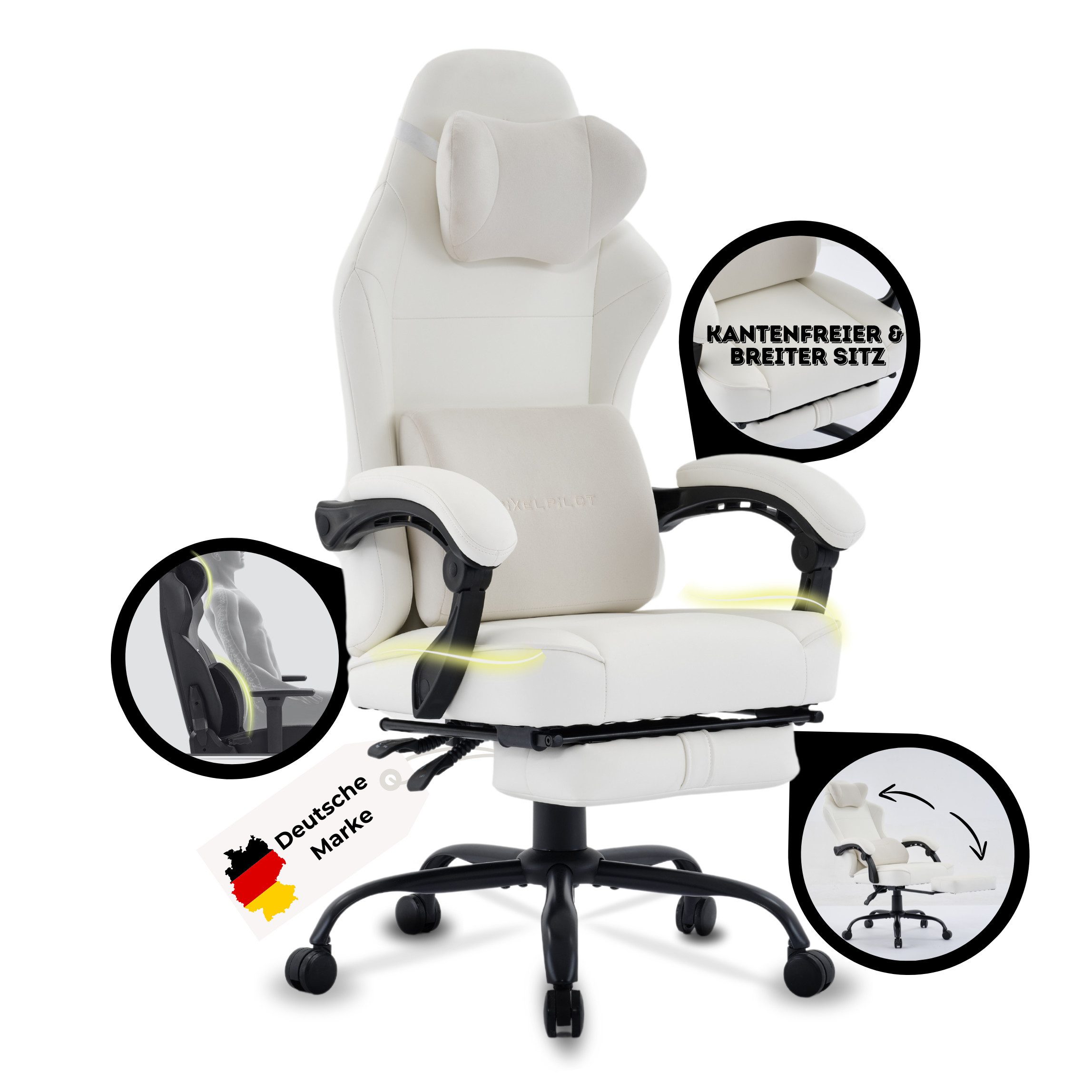 PixelPilot Gaming Chair Nebula, Atmungsaktiver Stoff, Ergonomisches Design