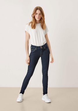 QS Stoffhose Jeans Sadie / Skinny Fit / Mid Rise / Skinny Leg Leder-Patch