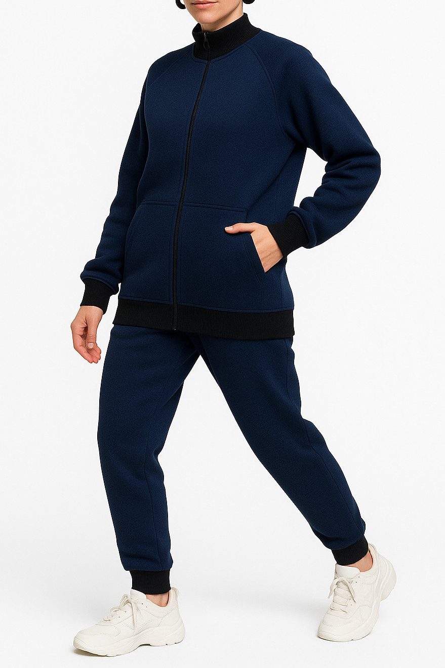 L.gonline Freizeitanzug Damen Trainingsanzug, Freizeitanzug ohne Kapuze 500A (Kapuzenjacke mit Reißverschluss, Hose, 2-tlg), Fitness Freizeit Casual