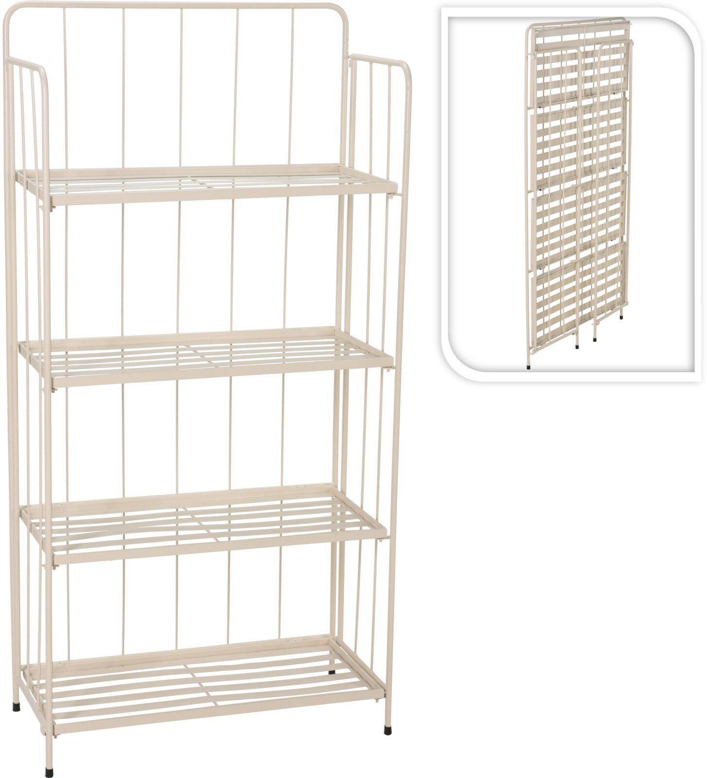 Koopman Blumenständer Pflanzenregal Blumenregal 118x58 cm Beige Metall Klappbar (1 St), Pflanzenregal, Topfregal, Blumenregal, 3 Ebenen, Pflanzen