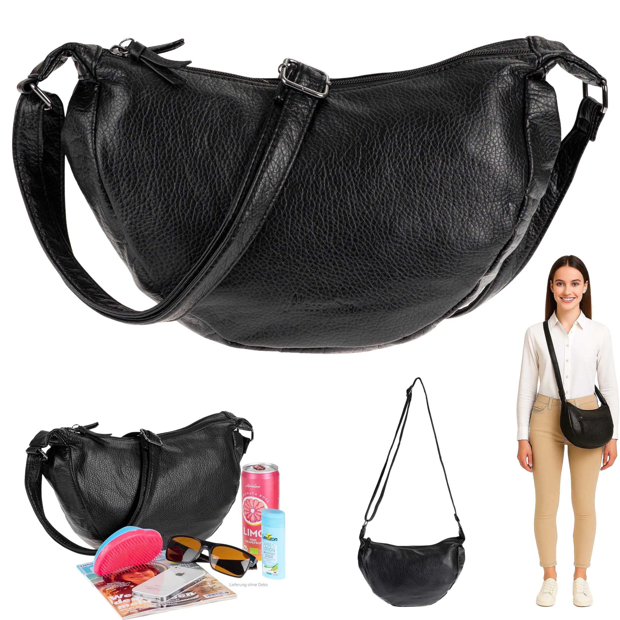 Alessandro Salvatore Handtasche Damen Schultertasche Halbmond Form Umhängetasche