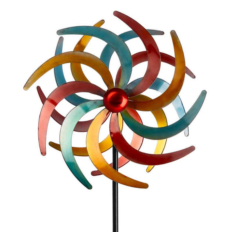 BigDean Gartenfigur Farbenfrohes Windrad aus Metall 140x Ø 38cm Windspiel für den Garten, (1 St)