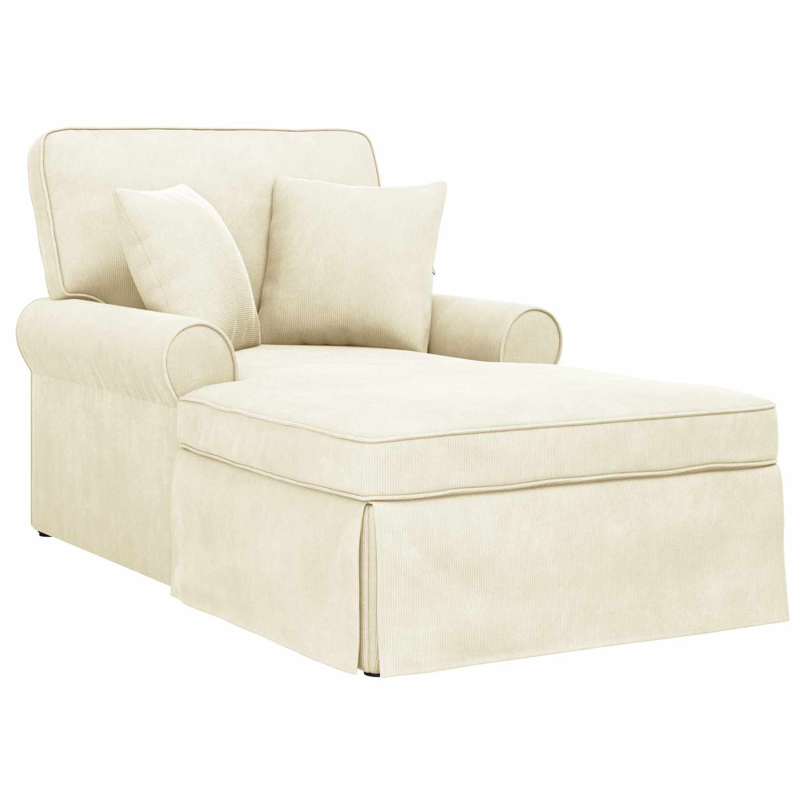 vidaXL Chaiselongue Chaise Lounge mit Rock mit Kissen 3 pcs Creme Cordstoff, 3 Teile