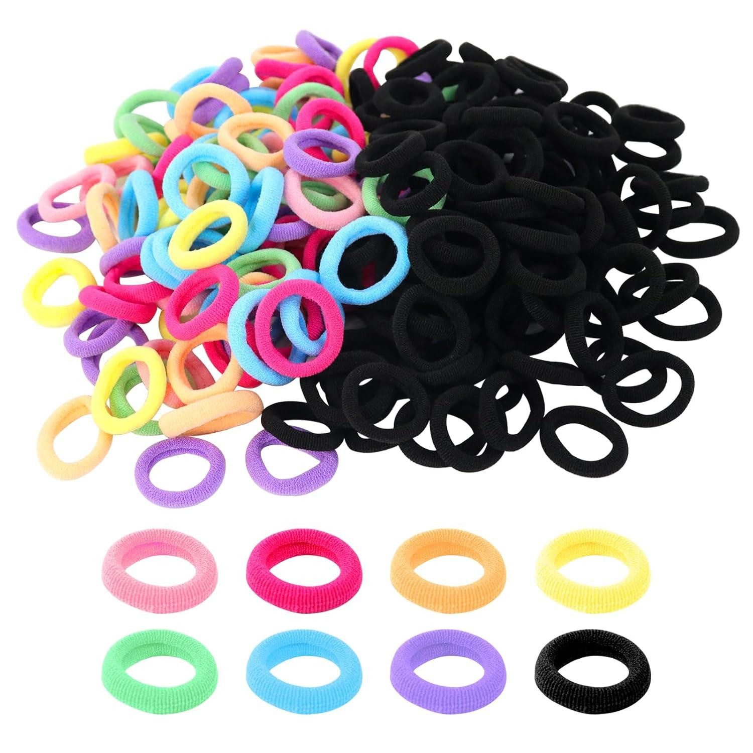Haargummi 200 Stück Haargummis für Mädchen Kinder Baby, 20mm bunt klein