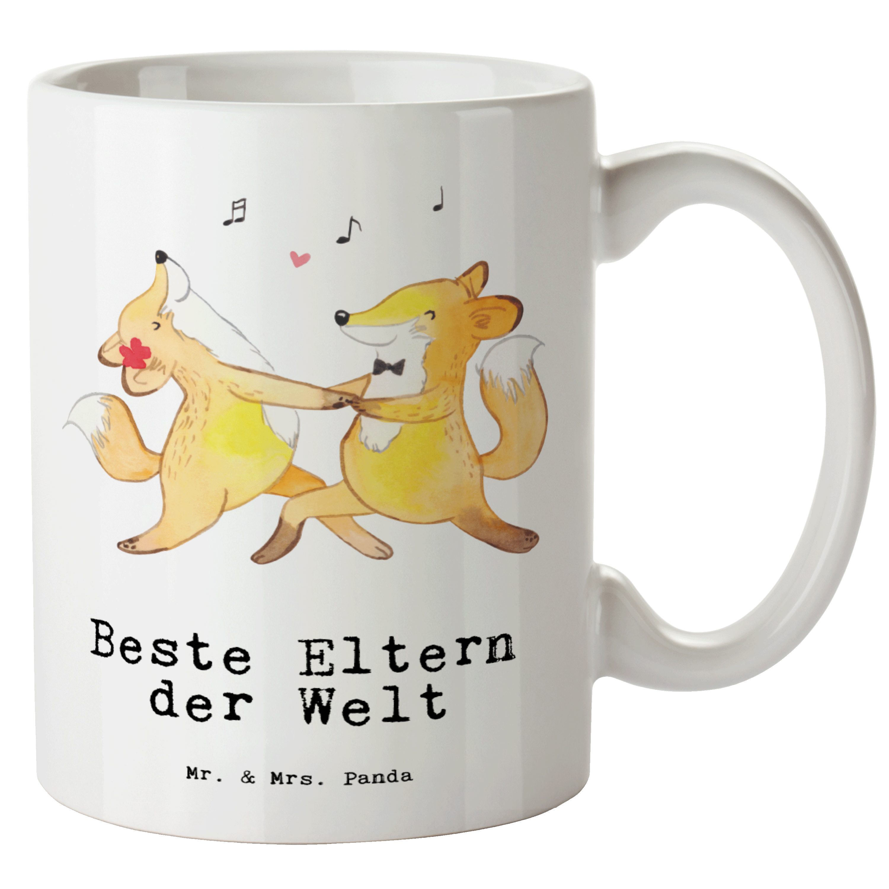 Mr. & Mrs. Panda Tasse Fuchs Beste Eltern der Welt - Weiß - Geschenk, Jumbo Tasse, für, XL B, XL Tasse Keramik
