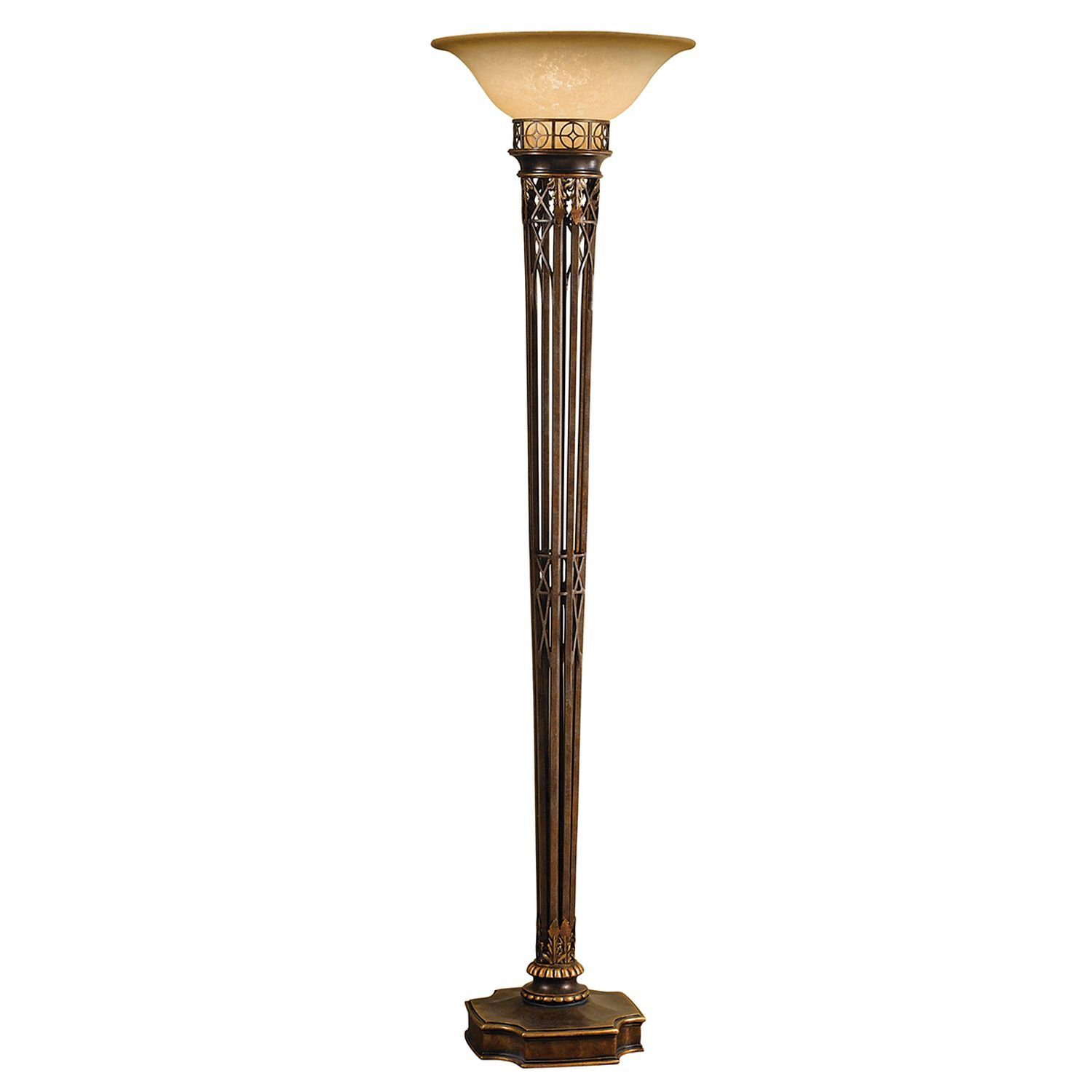 Licht-Erlebnisse Stehlampe CARMEN, ohne Leuchtmittel, Stehleuchte 189 cm Creme Gold Glas Metall E27 Standleuchte