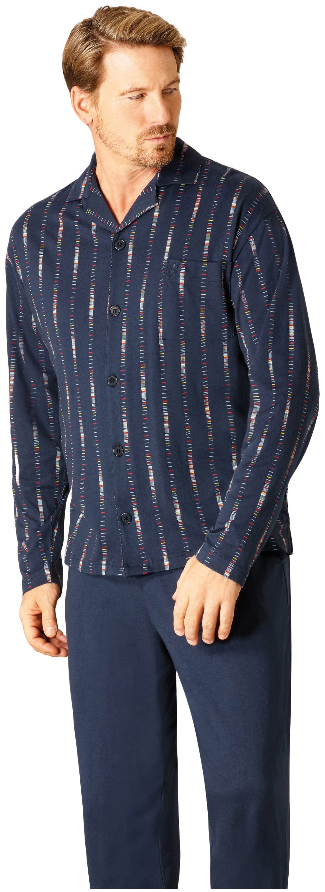 Hajo Schlafanzug Modischer Herren Pyjama geknöpft (2 tlg) Modisches Design