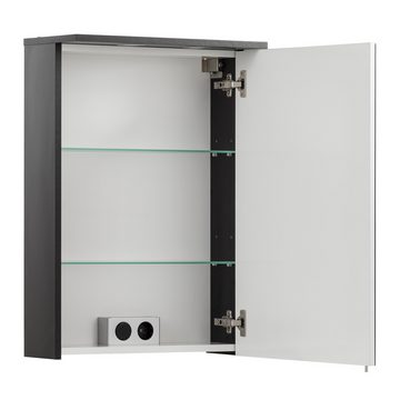 Lomadox Spiegelschrank SARAY-80 Badezimmer inkl. LED Beleuchtung in schwarz, B/H/T: 50,5/72,5/16 cm