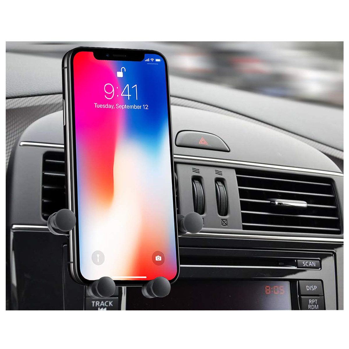 Omega Smartphone-Halterung OUCHAVS, (bis 6.5 Zoll, Gravity Halter 360° Kugelgelenk Fünf Punkt Halt Silikonpads 64 g)