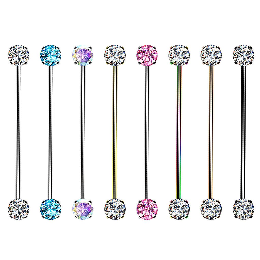 Taffstyle Piercing-Set Industrial Piercing Langhantel Barbell Scaffold Zirkonia Rainbow (Ohr Knorpel Helx Lobe Cartilage), Ohr Knorpel Piercing Langhantel Barbell Scaffold Ohrpiercing