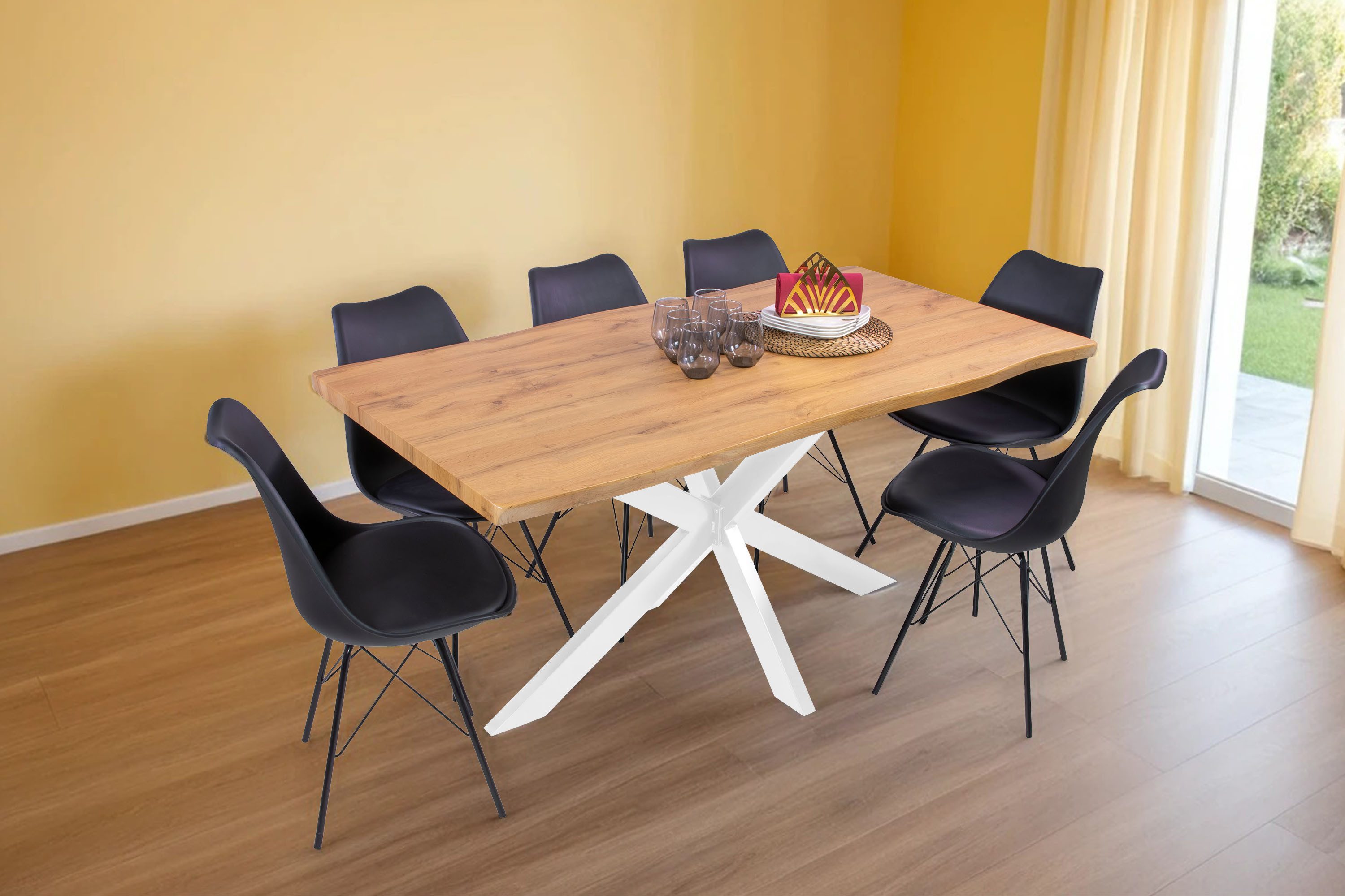Loreno® Esstisch Josy, verschiedene Holz-Optik, Baumkante, günstig online kaufen