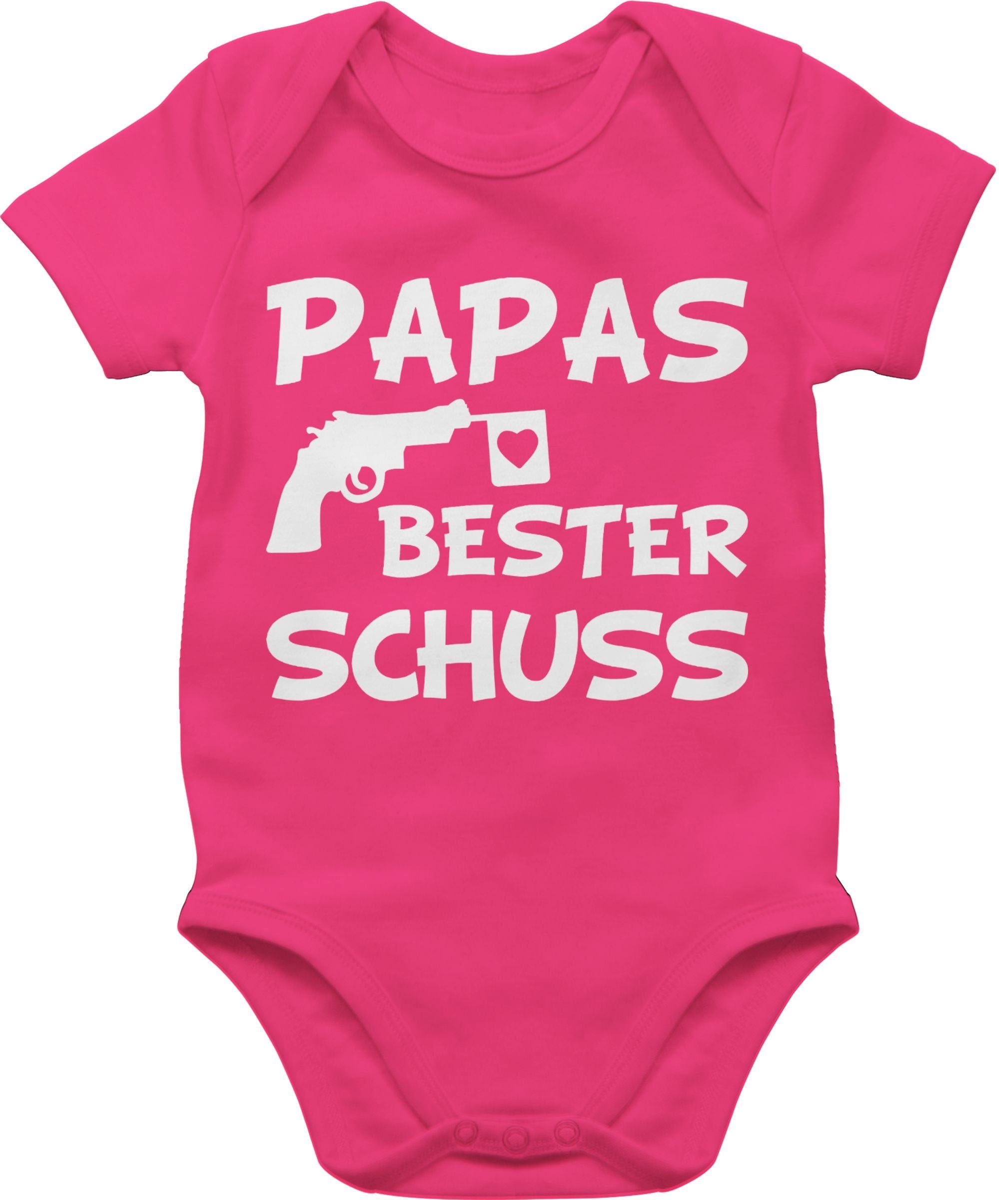 Shirtracer Shirtbody Papas bester Treffer - weiß Geschenk Vatertag Baby 2 Fuchsia