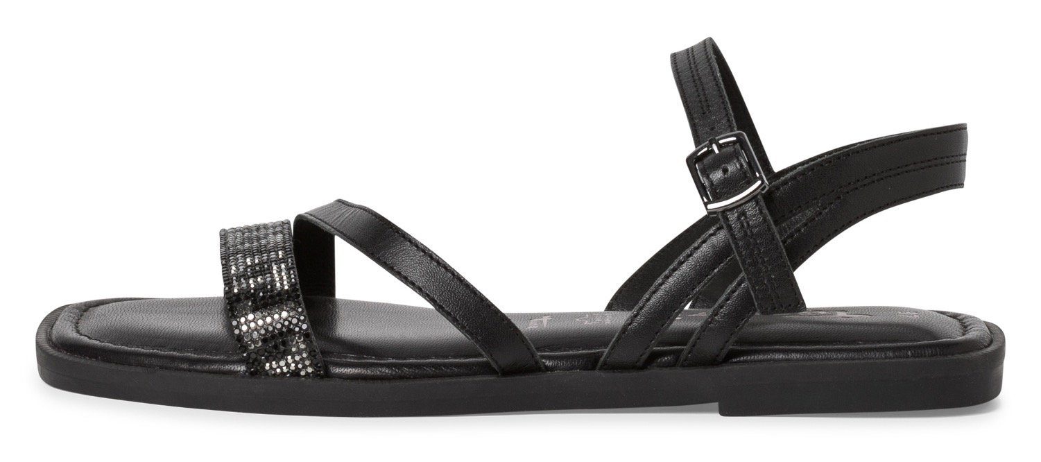 Sandale verziert schwarz-silberfarben Glitzersteinchen mit Tamaris