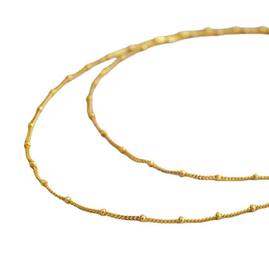 WaKuKa Bead-Ketten-Set Doppellagige Bohnenketten-Halskette aus 18-karätigem Messing (1-tlg)