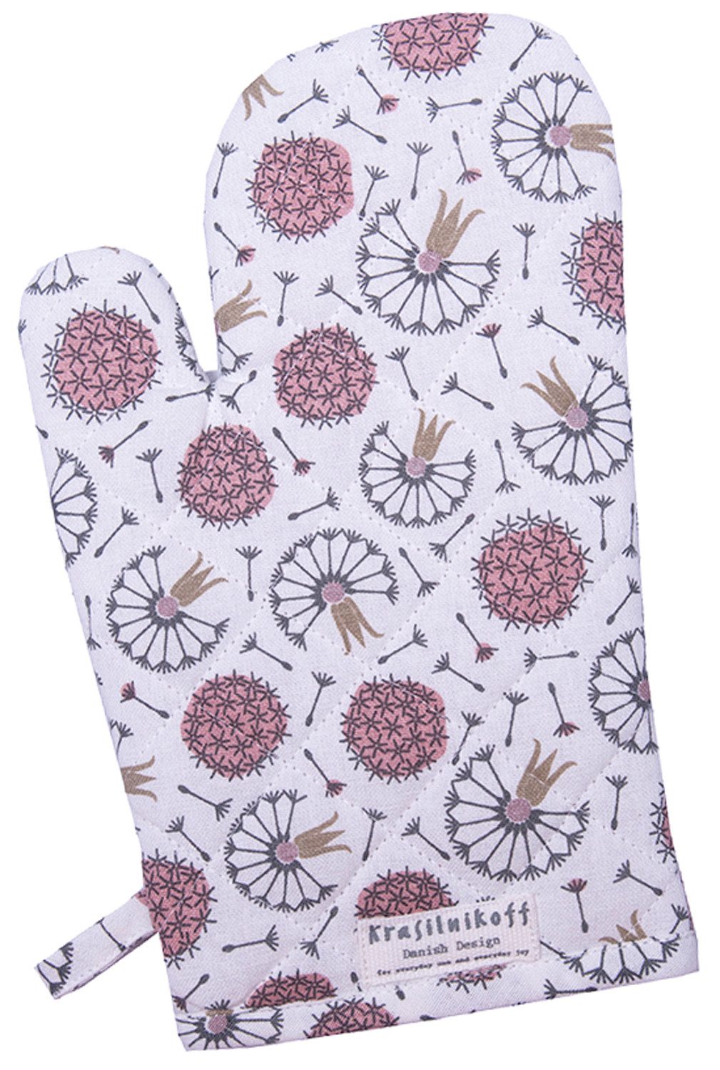 Krasilnikoff Topfhandschuhe Dancing Pusteblume, (1-tlg., 1-teilig), Ofenhandschuh wattiert Größe: ca.18x30cm