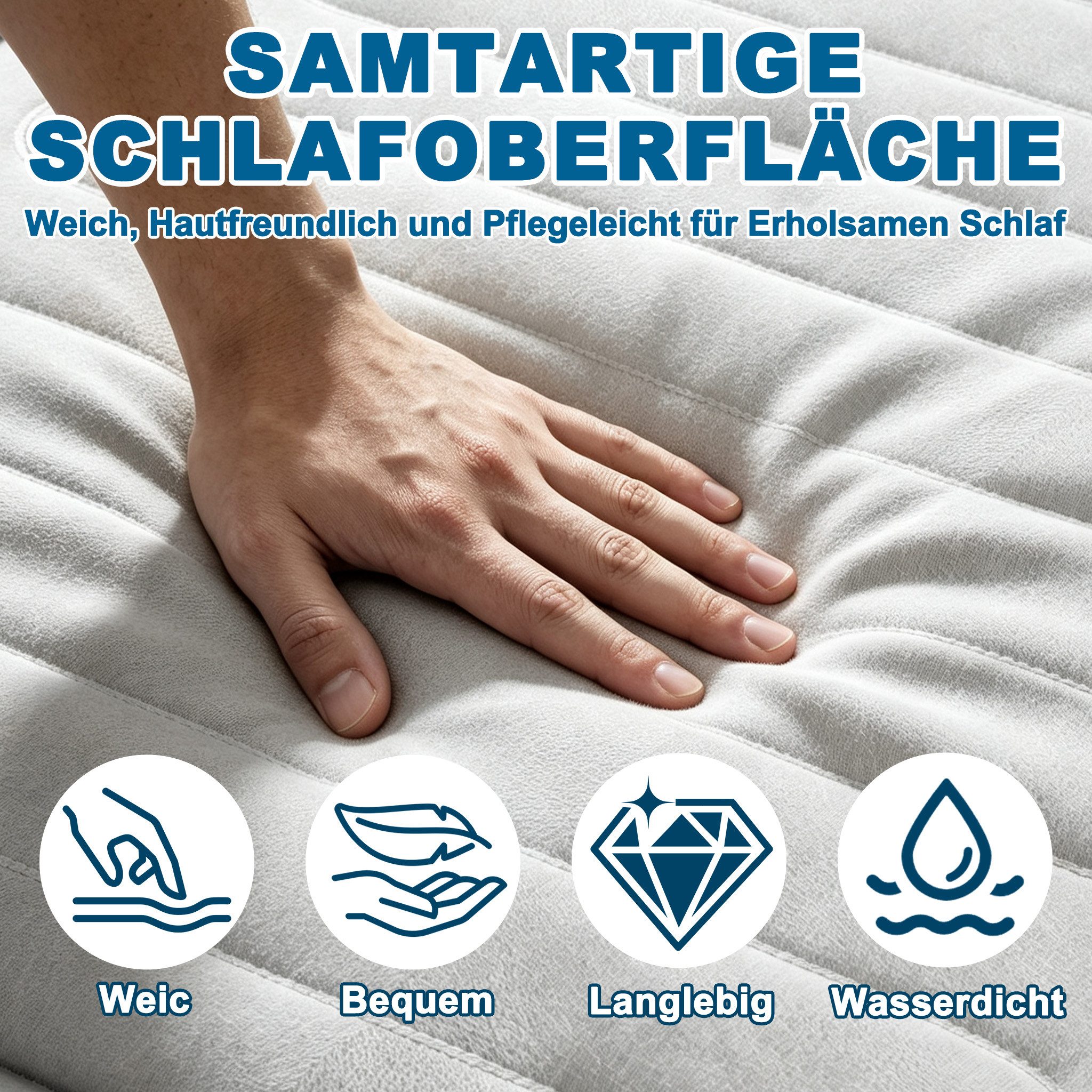 FIVMEN Luftbett Aufblasbare Matratze Gästebett mit Integrierter Elektrischer Pumpe, Luftmatratze für Camping oder Heimgebrauch Mit Tasche – Bild 3 von 5