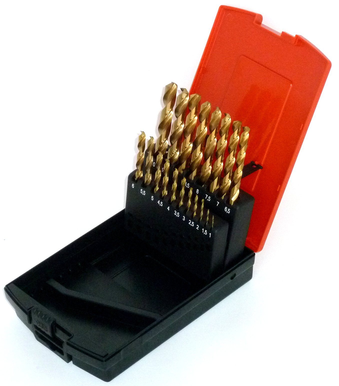 PeTools Metallbohrer 19tlg HSS-G Spiral-Bohrer-Set 1-10mm TiN +500% präzisionsgeschliffen, (19-tlg), HSS-G Qualität, titannitridbeschichtet Kreuzanschliff nach DIN1412C