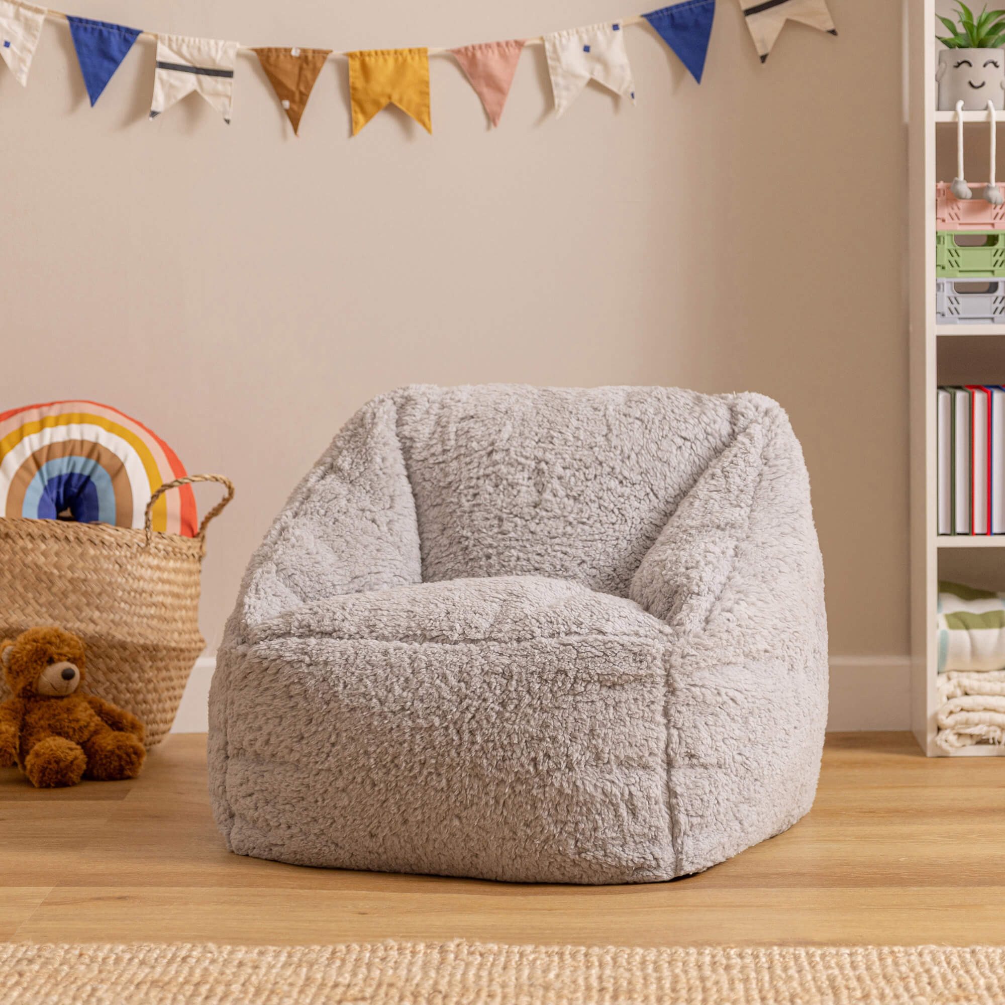 icon Sitzsack Flauschig für Kinder „Teddybär“, 55x44cm, Made in Germany, für Kinderzimmer