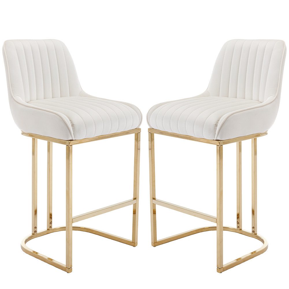 Barhocker Samt 2/4er Set Küchenhocker mit Lehne