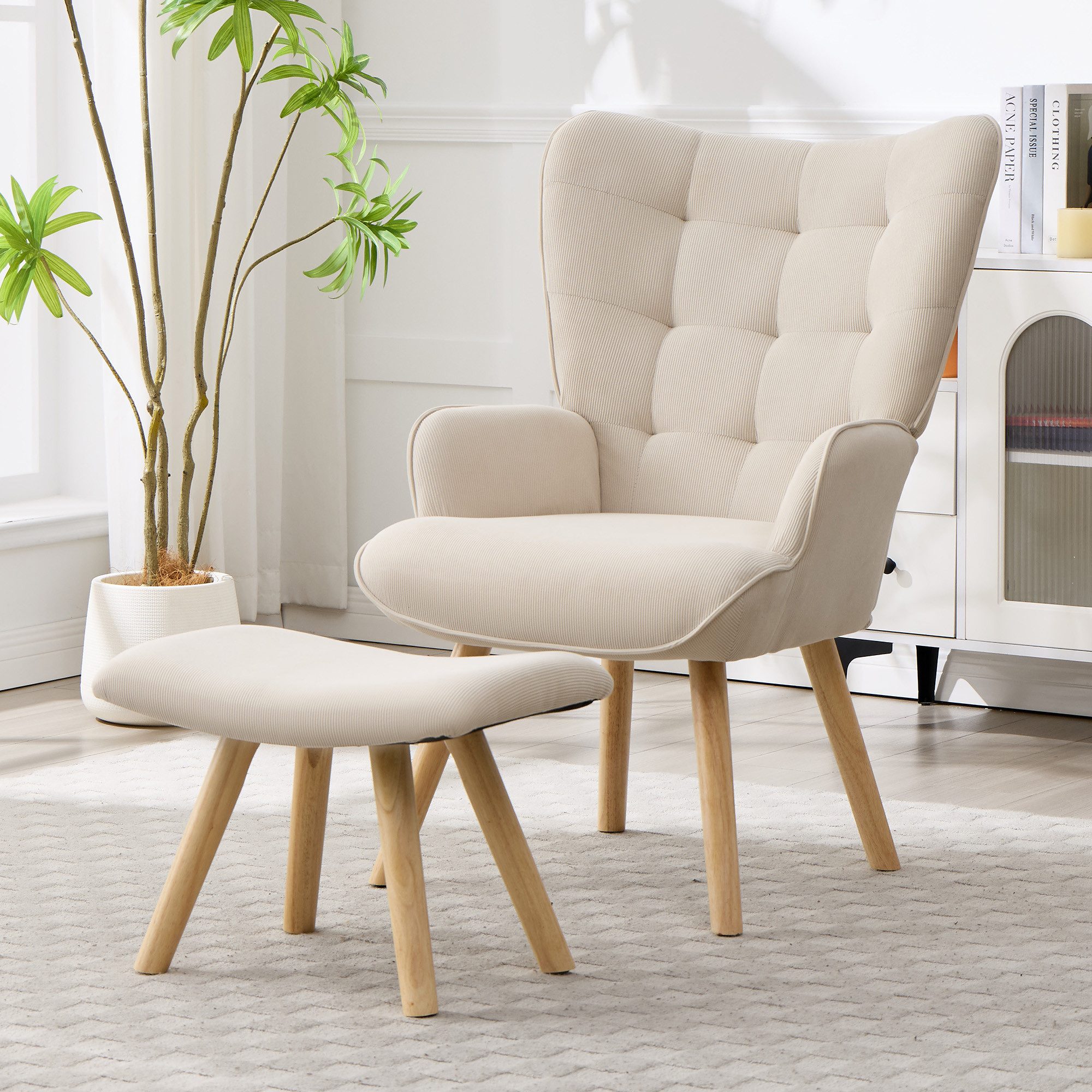CANMOV Relaxsessel Moderner Relaxsessel mit Hocker, Bequemer Lounge Sessel für Wohnzimmer (1-St., bestehend aus Sessel und Hocker), Ergonomischer Polstersessel mit Hocker, Bequemer Lesesessel