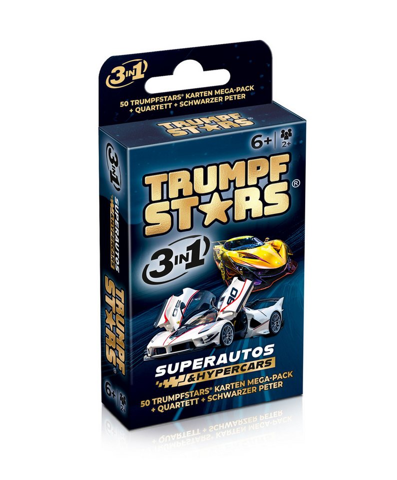 Gomazing Spiel Trumpfstars - Superautos & Hypercars, Kartenspiel, Trumpfspiel, Quartett und SchwarzerPeter