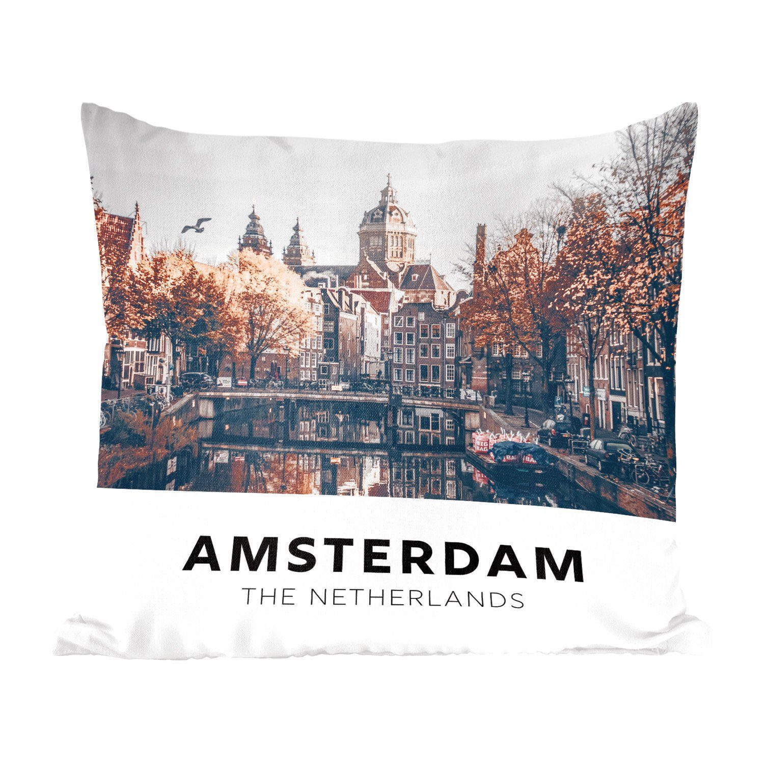 MuchoWow Dekokissen Amsterdam - Niederlande - Aufschwung, Zierkissen mit Füllung für Wohzimmer, Schlafzimmer, Deko, Sofakissen