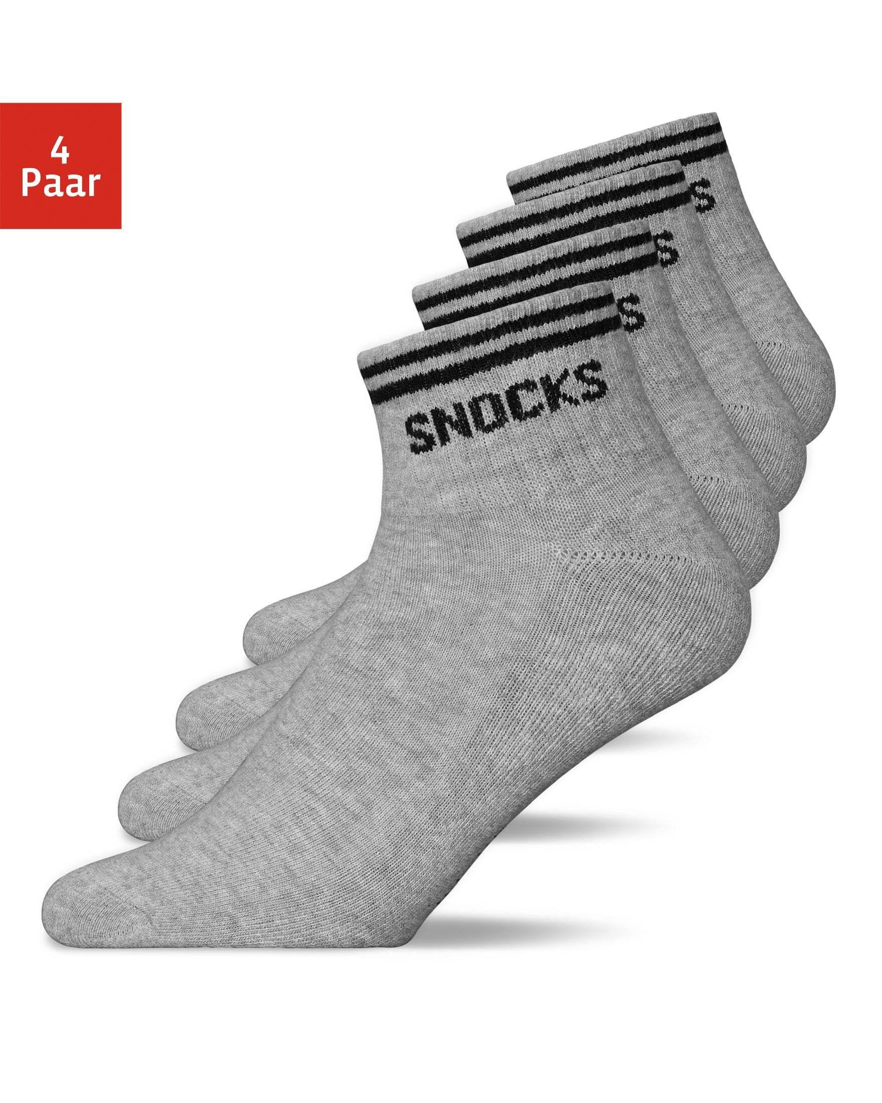 SNOCKS Sneakersocken kurze Socken für Herren & Damen mit Logo (4-Paar) mit Rippbund, verstärkte Sohle, halbhoch, aus Bio-Baumwolle