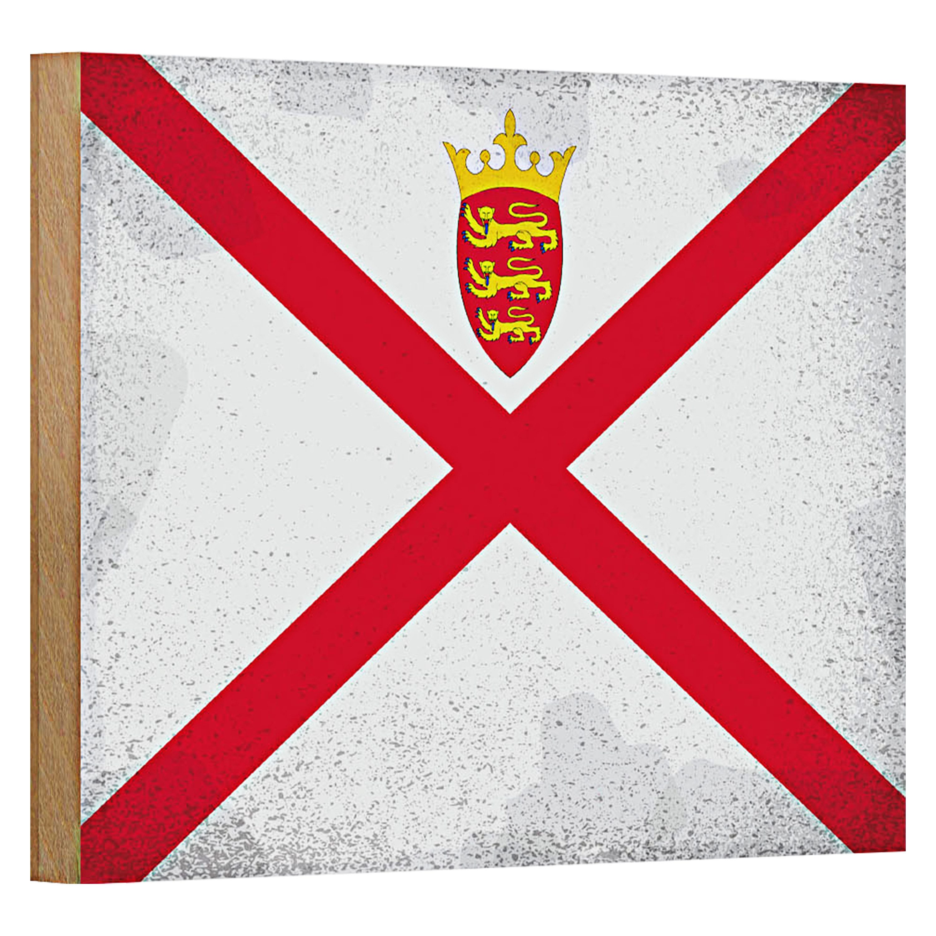 Roomando Holzbild Flagge Jersey 18x12cm Flag of Jersey Vintage
