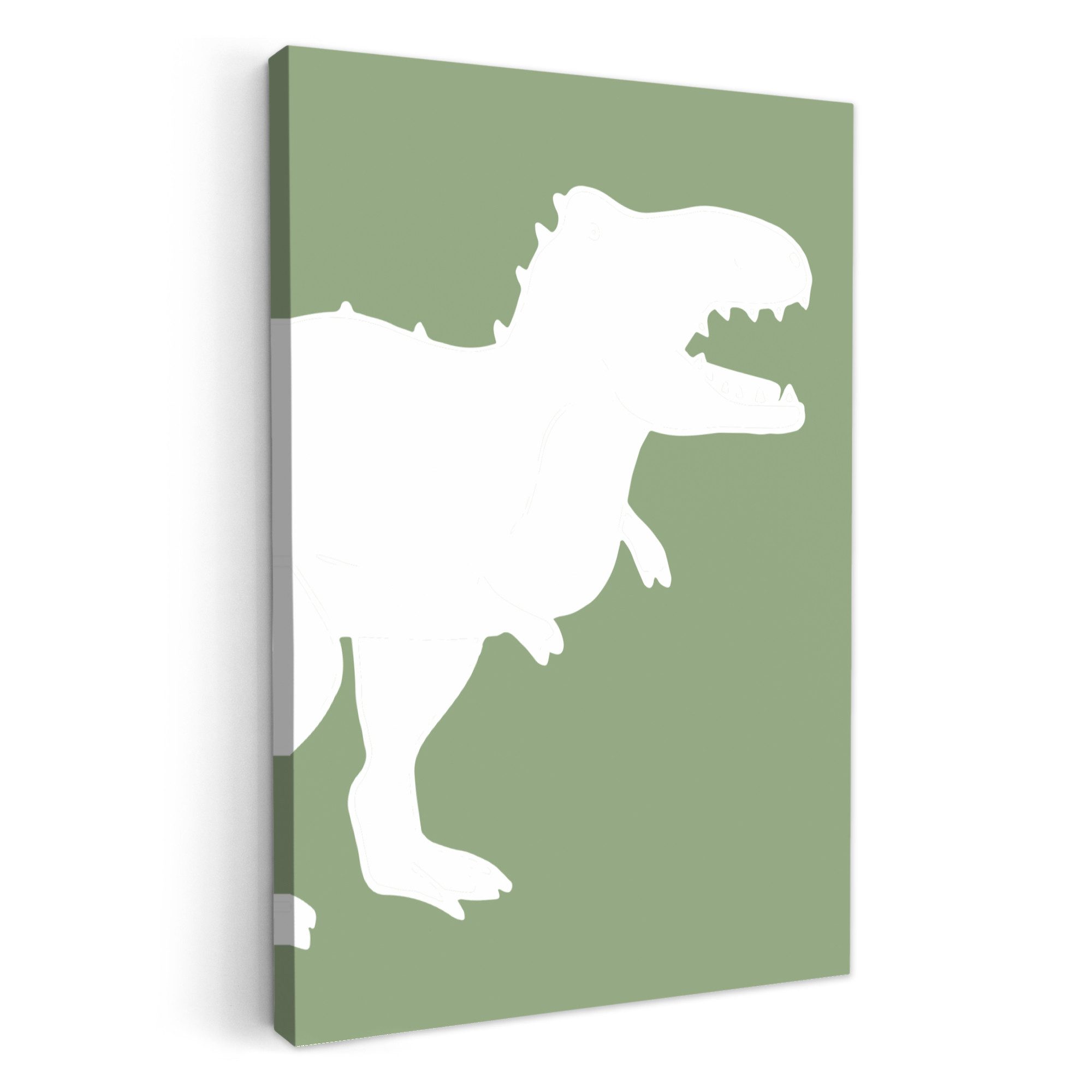 OneMillionCanvasses® Leinwandbild Dino - T-rex - Dinosaurier - Grün - Tyran günstig online kaufen