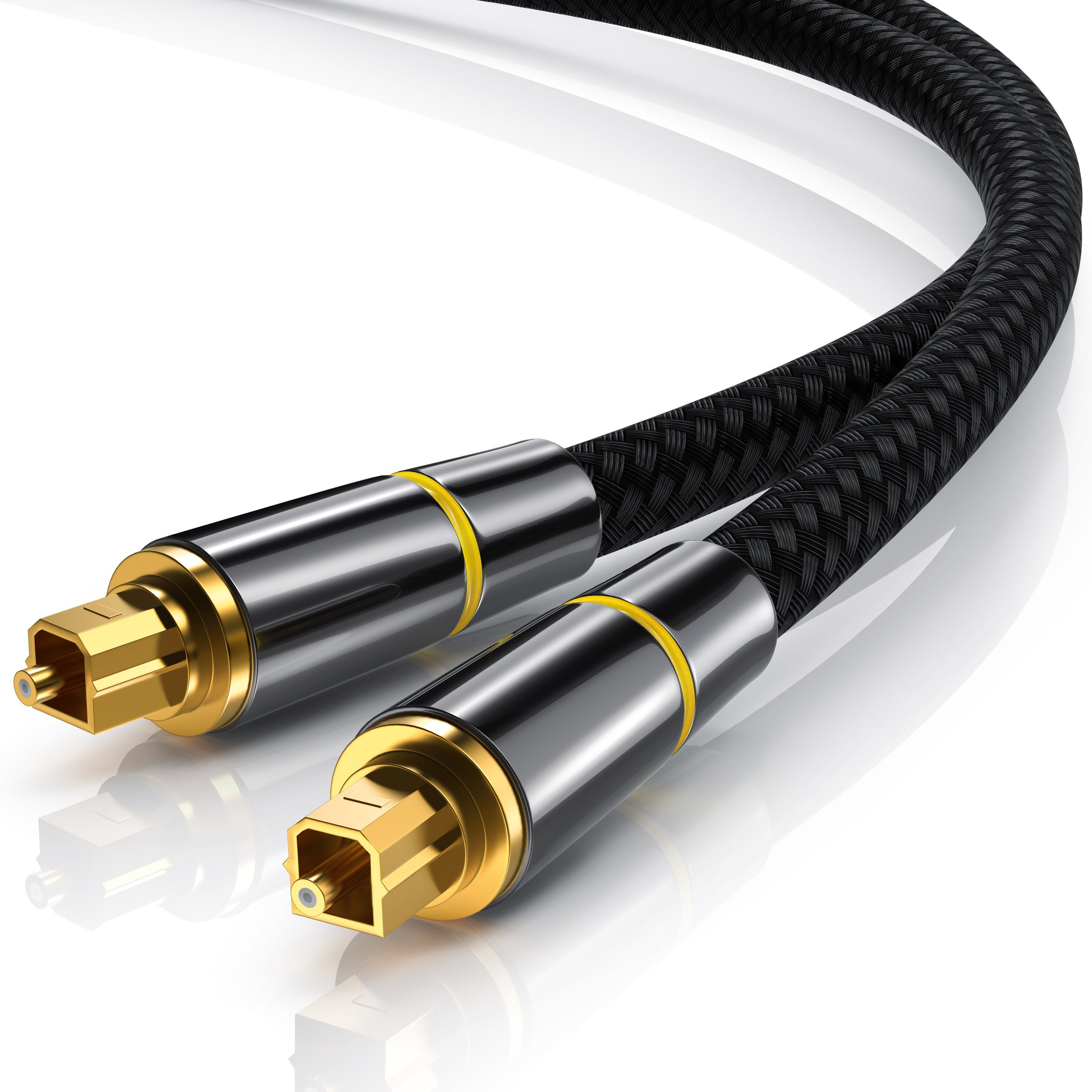 CSL Metallstecker, Nylonmantel, Lichtwellenleiter, Audiokabel - 3m Optisches-Kabel, S/PDIF, Toslink (300 cm), digitale Klangübertragung ohne Störungen, für Soundbar und Heimkino