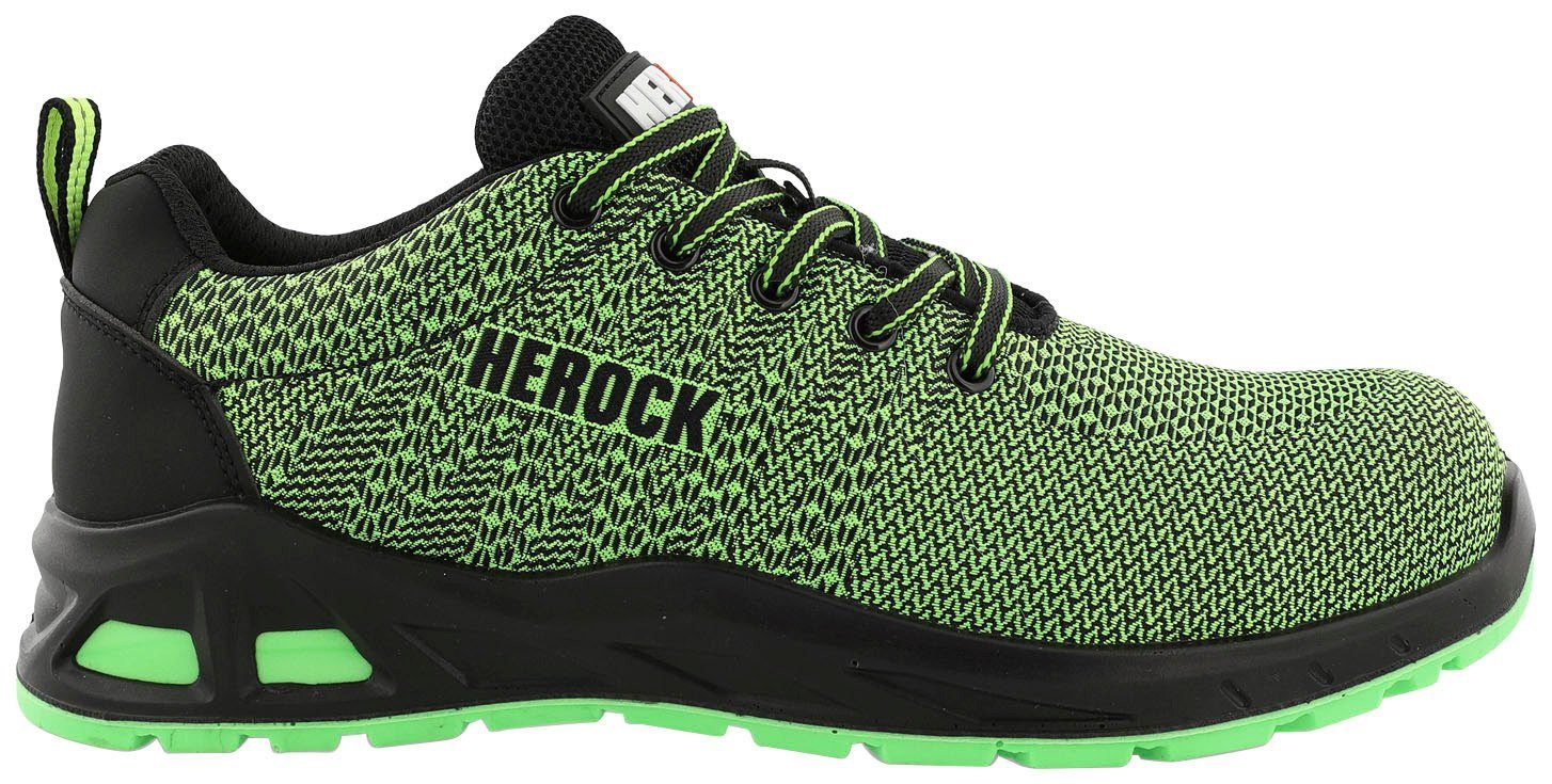 Herock Titus S1P leicht, Sicherheitsschuh Sicherheitssneakers rutschhemmend Fiberglaskappe, fluo-grün Niederige durchtrittschutz, Extrem