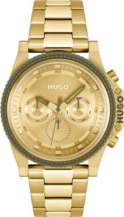 HUGO Multifunktionsuhr #BRAVE, Quarzuhr, Armbanduhr, Herrenuhr, Datum, 12/24-Stunden-Anzeige
