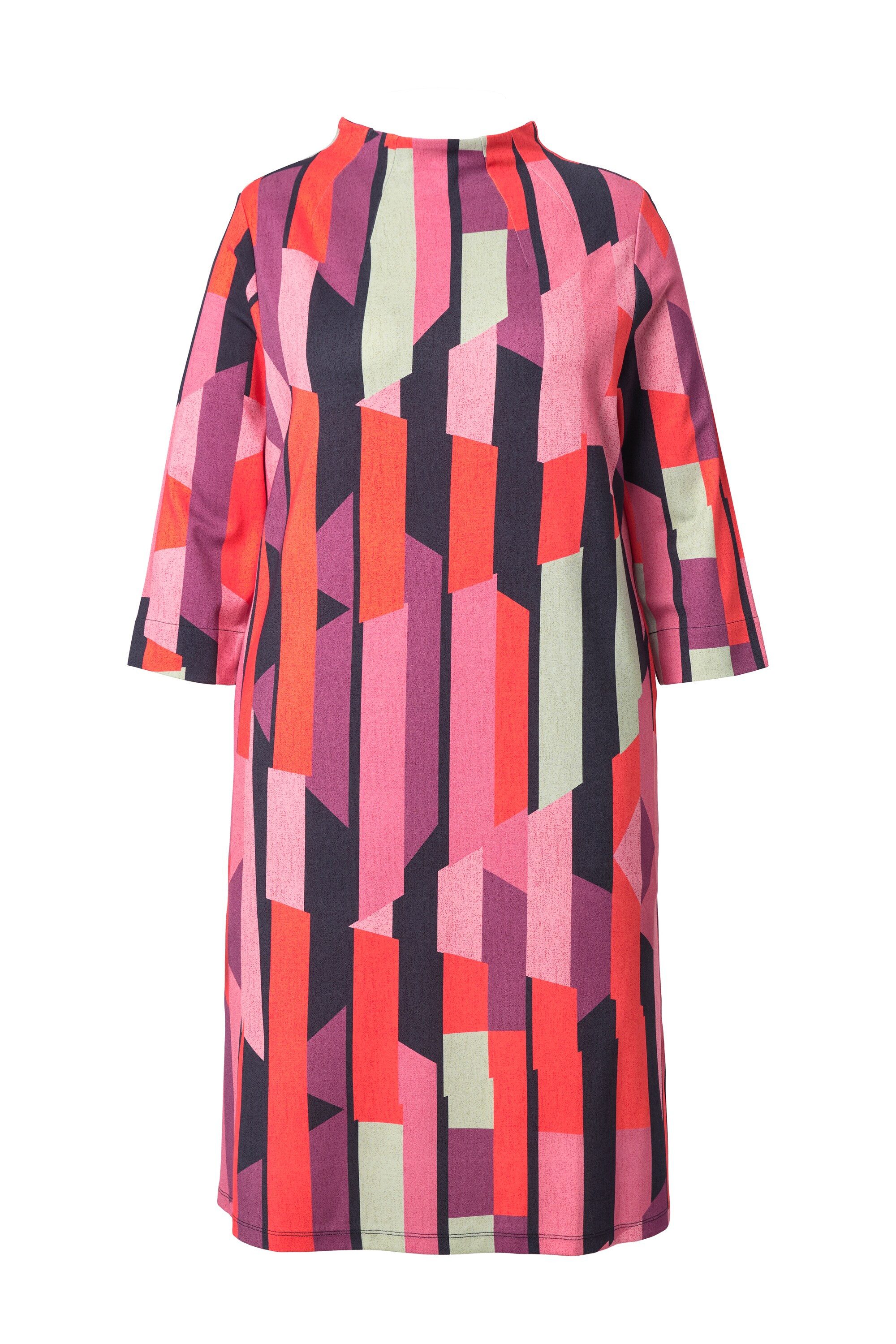 Ulla Popken Minikleid Punto-Kleid Streifen A-Linie Stehkragen 3/4-Arm günstig online kaufen
