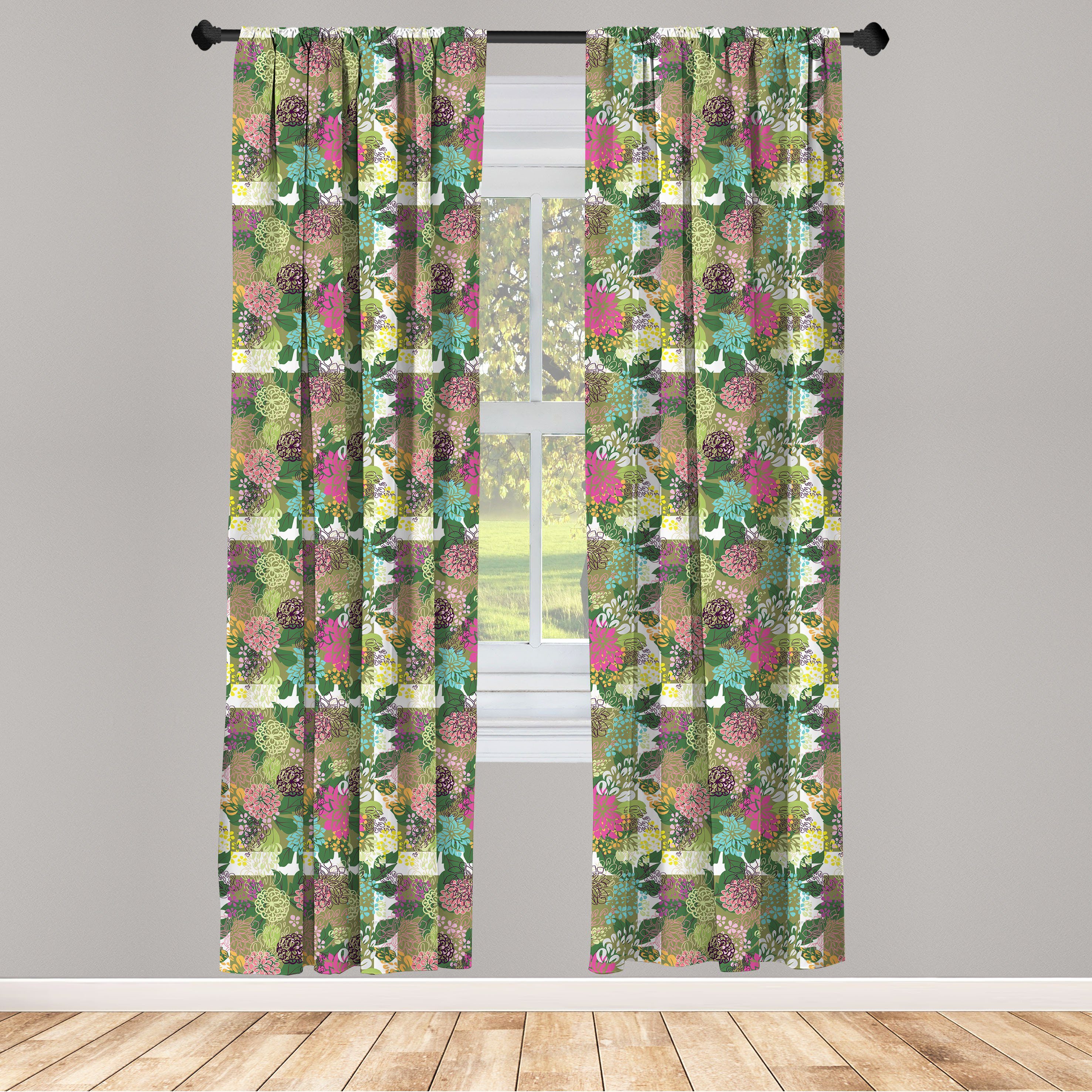 Gardine Vorhang für Wohnzimmer Schlafzimmer Dekor, Abakuhaus, Microfaser, Blumen Blooms Schönheit