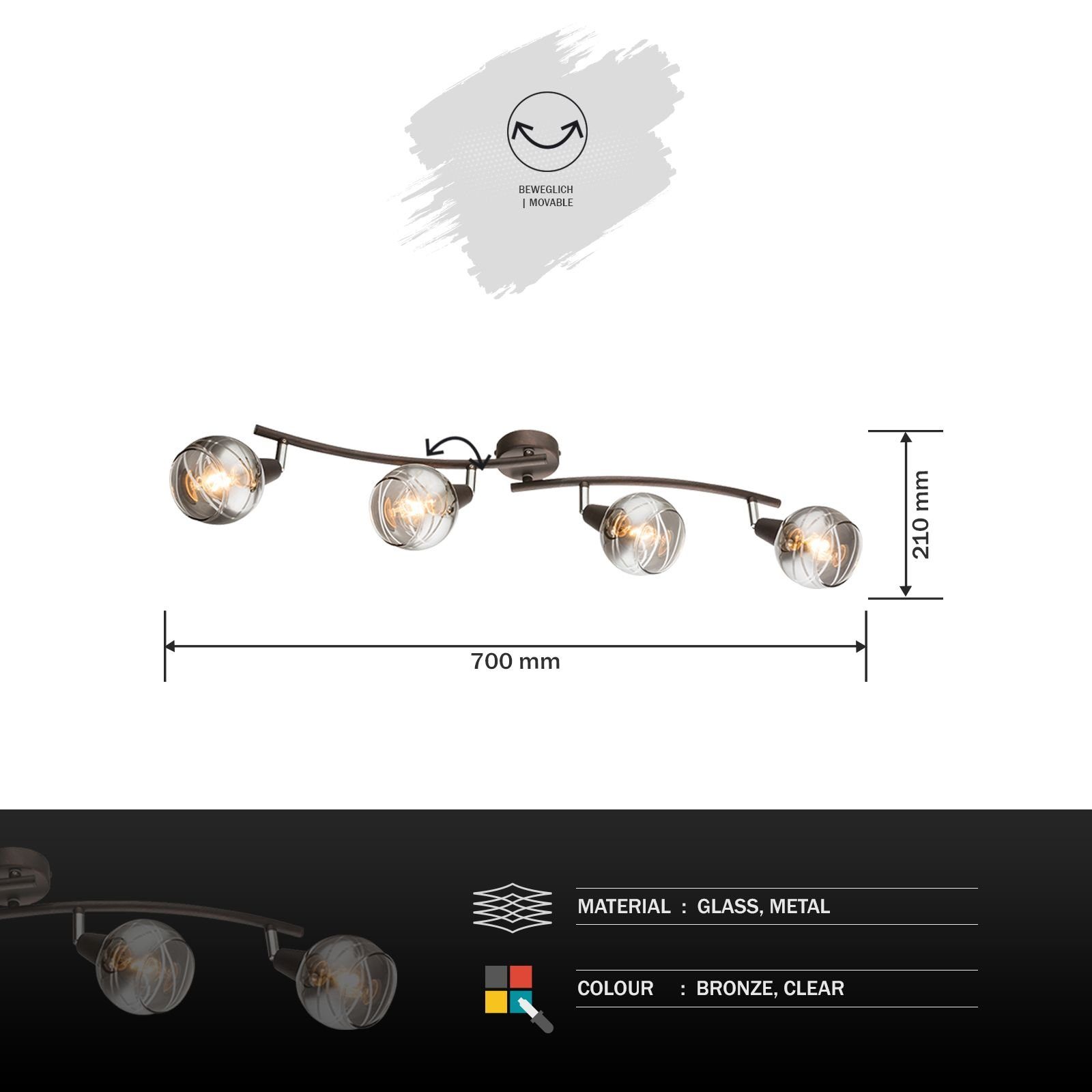 Globo Deckenleuchte GLOBO Deckenleuchte LED Strahler Schlafzimmer Deckenlampe Wohnzimmer