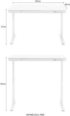 MCA furniture Schreibtisch Barco, elektrisch höhenverstellbar von 72-122 cm, Breite 120 cm