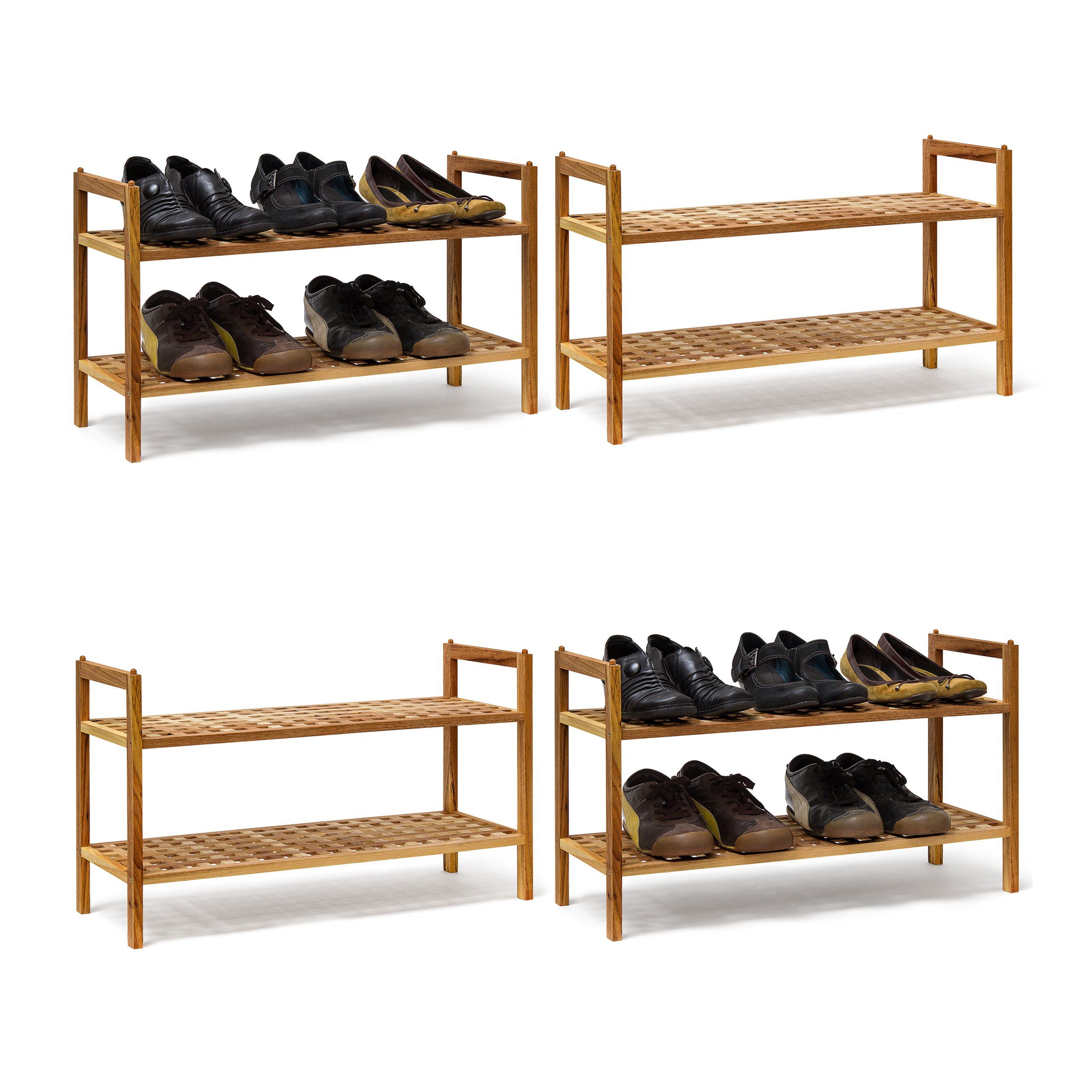 relaxdays Schuhregal 4 x Schuhregal Walnuss günstig online kaufen