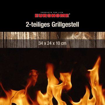 EUROHOME Grillbesteck-Set Grillgestell 2 teilig mit Spare Rib Halter, (2 tlg., Grillguthalter 34 x 24 x 10 cm), Grill Gestell mit Auffangschale