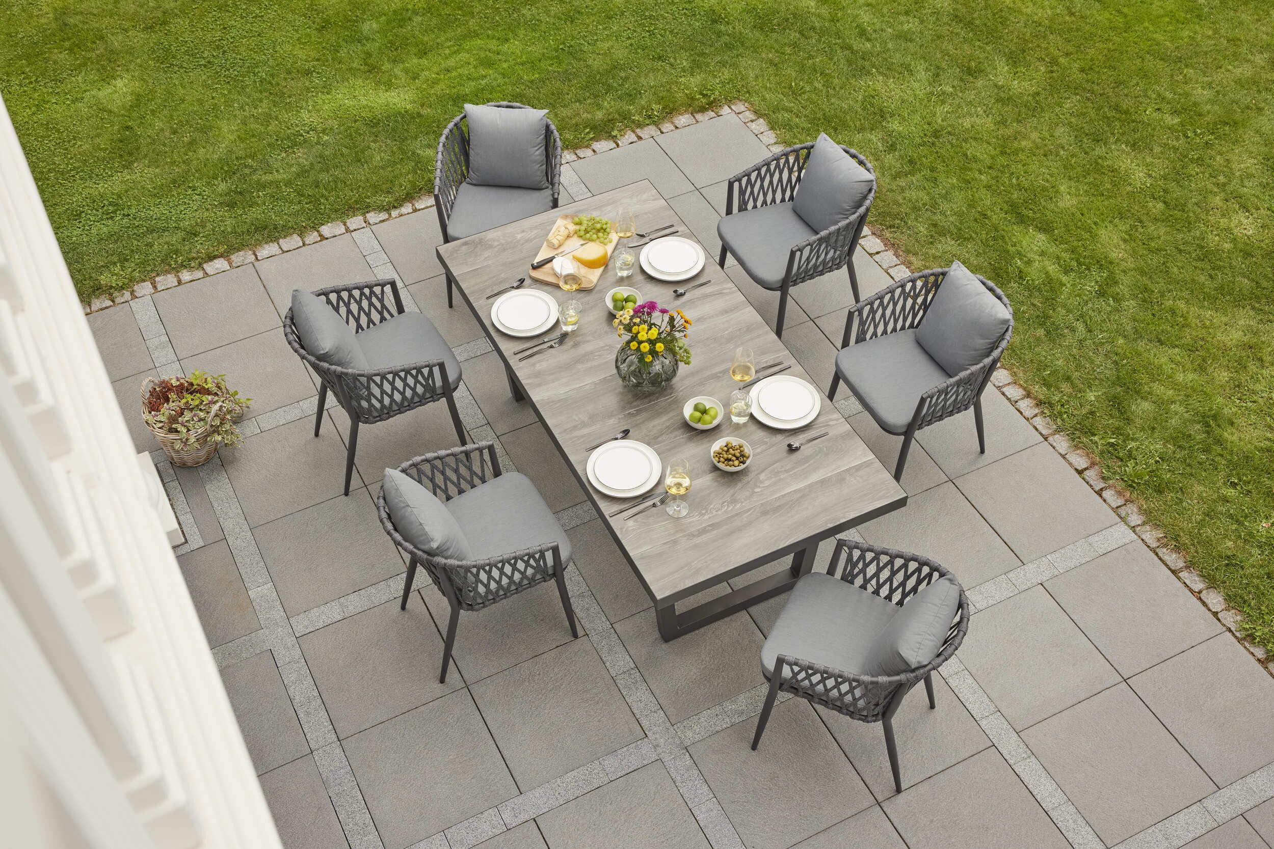 LC Garden Garten-Essgruppe Unicamo Sunrepo Dining Set III 7tlg. Ausziehtisch, (6-tlg)
