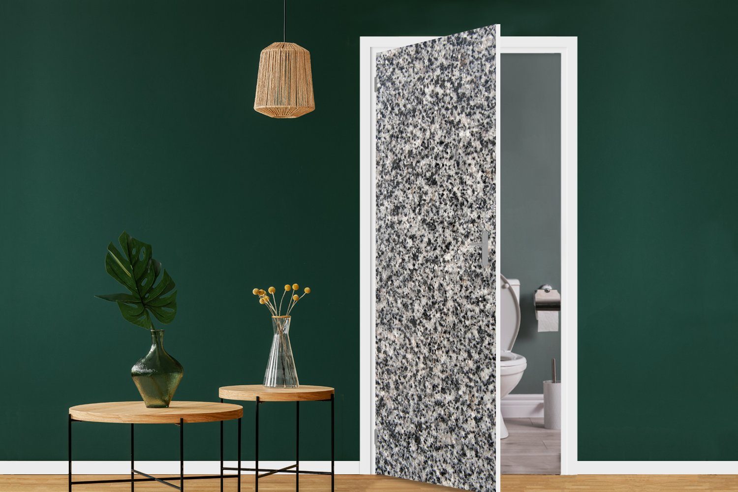 MuchoWow Türtapete Granit - Matt, für Industriell Grau, cm 75x205 St), (1 Tür, bedruckt, Fototapete Türaufkleber, - - Design