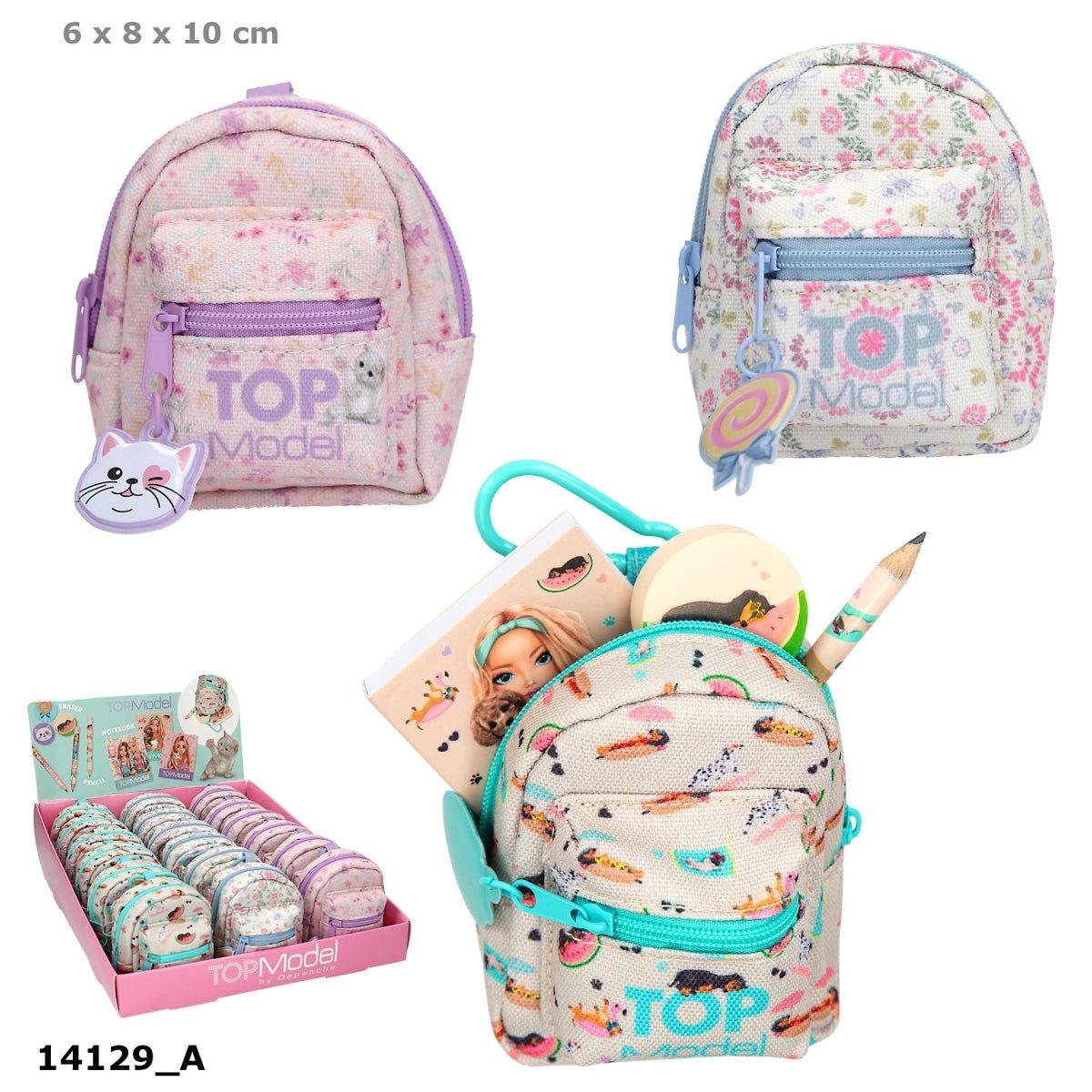 Depesche Spiel TOPModel Mini Rucksack Schreibset – 1 von 3 Designs (Zufall)