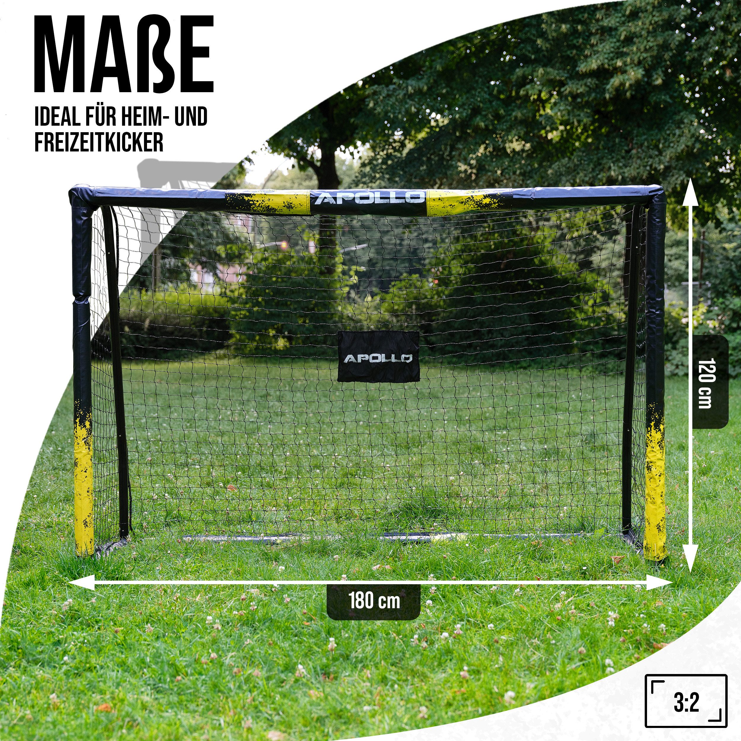 Apollo Fußballtor Fußballtor "Goal Master", ideales Tor für Fussball / Hockey / Handball, wetterfest, erhältlich in 3 Größen, gepolsterte Pfosten