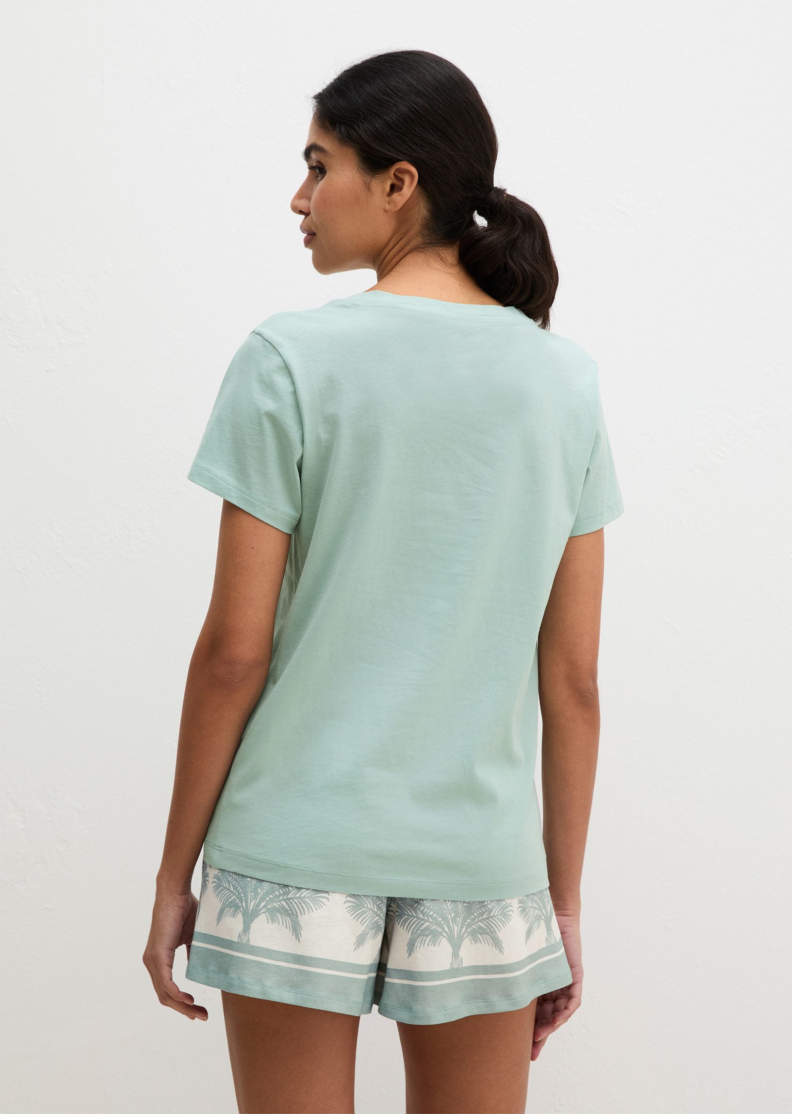 Marc O'Polo Pyjamaoberteil Mix N Match Cotton mit Rundhalsausschnitt, kurzen Ärmeln
