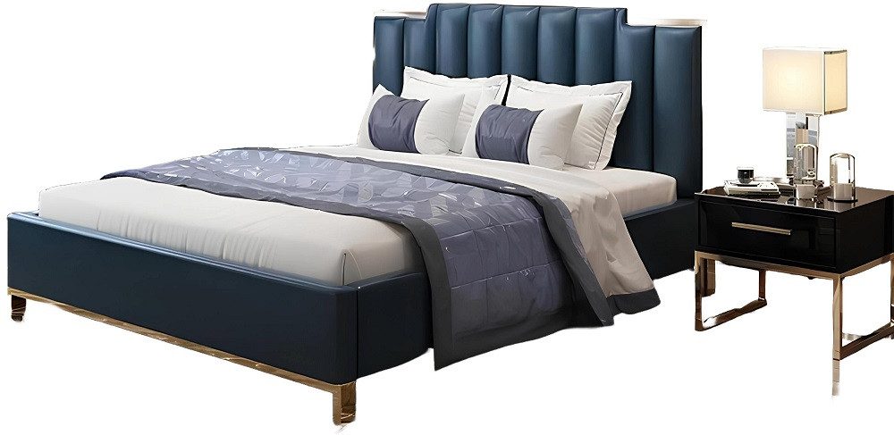 Xlmoebel Bett Modernes Doppelbett aus Leder und Metall für stilvolles Schlafzimmer (Bett, 1-tlg., Bett), Hergestellt in Europa