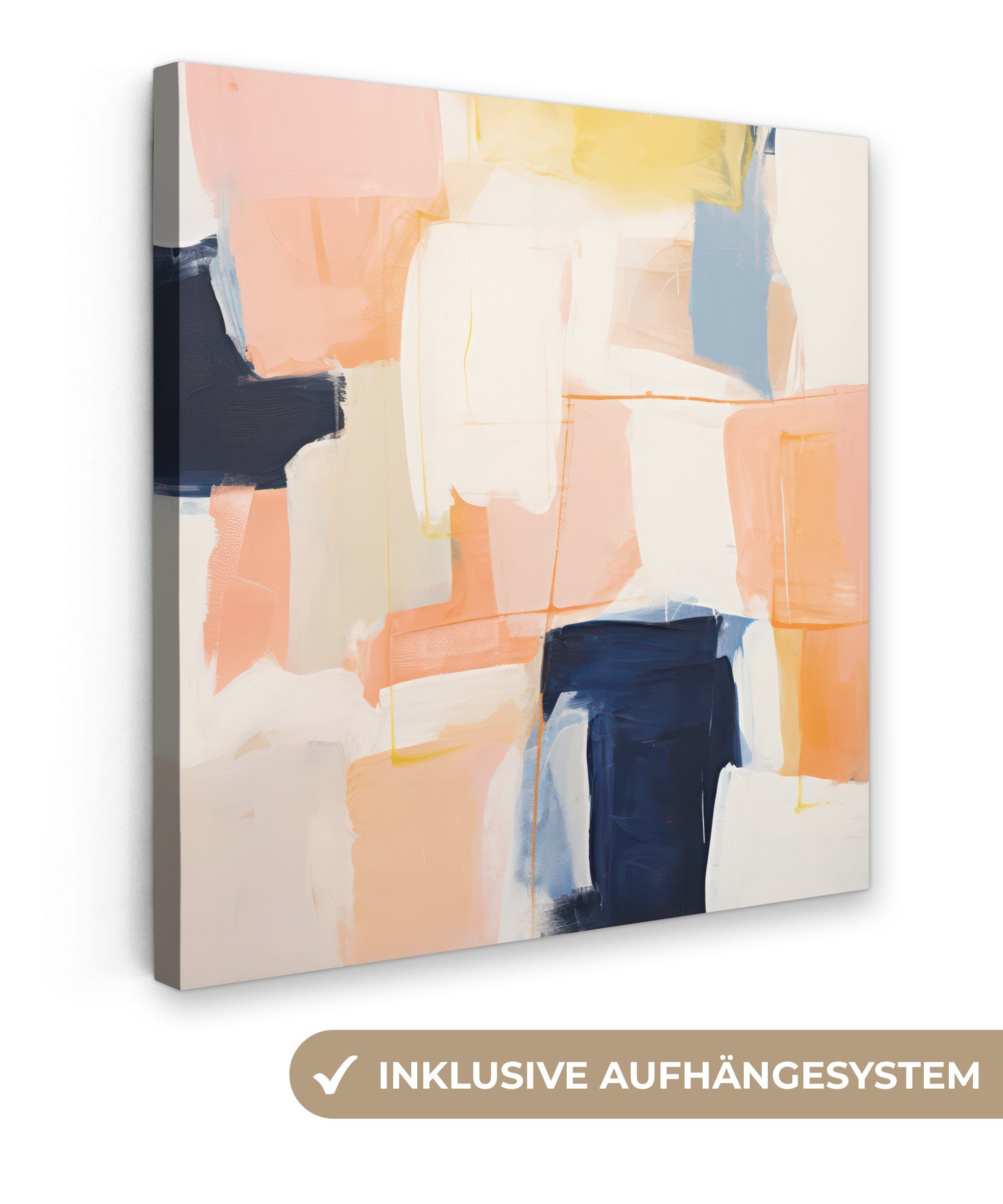 OneMillionCanvasses® Leinwandbild Kunst - Abstrakt - Rosa - Pastell, (1 St), Leinwand Bilder für Wohnzimmer Schlafzimmer, 20x20 cm