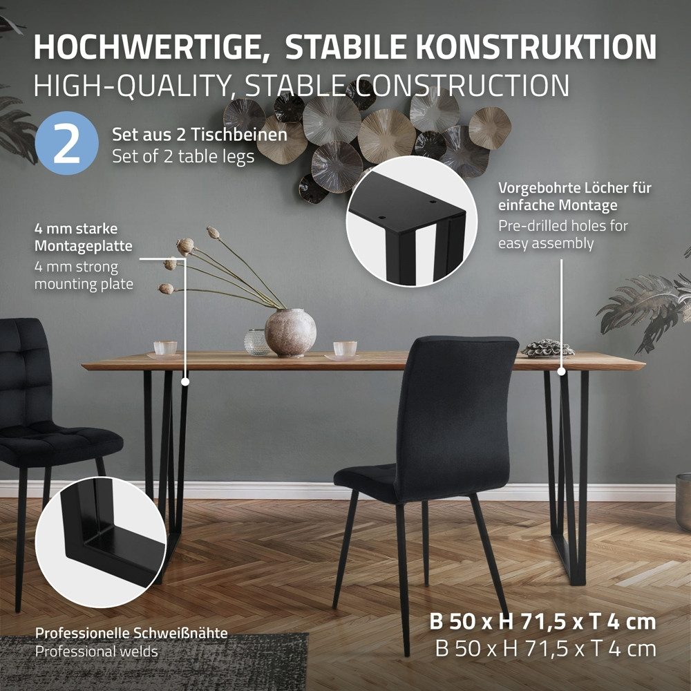 ML-DESIGN Tischbein 2er Set Tischgestell Tischkufen Möbelfüße aus Stahl Industriedesign, Kufengestell rechteckige Form Schwarz für Esstisch/Schrebitisch – Bild 2 von 5