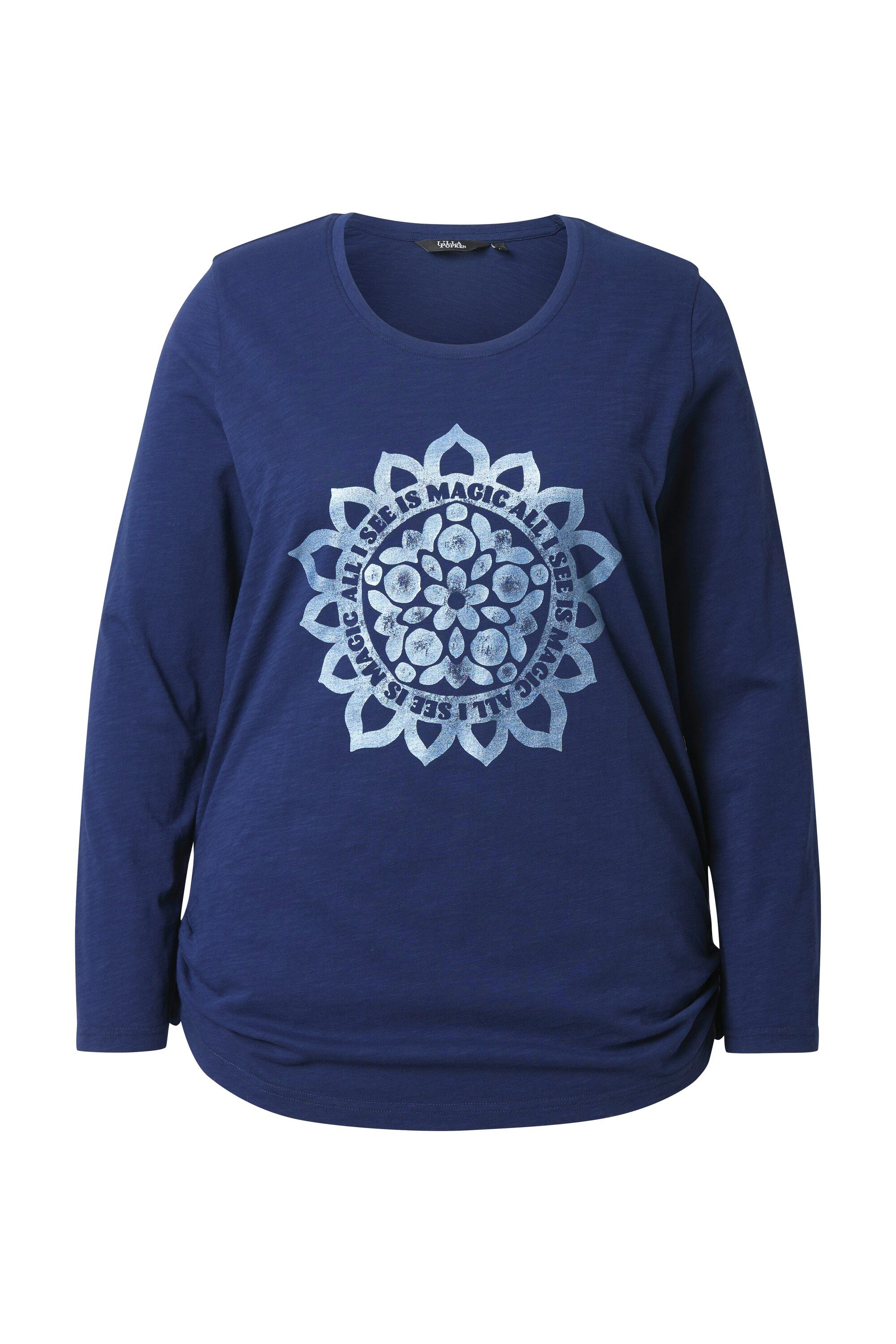 Ulla Popken Longsleeve Shirt Mandala Rundhals Langarm Raffbänder günstig online kaufen